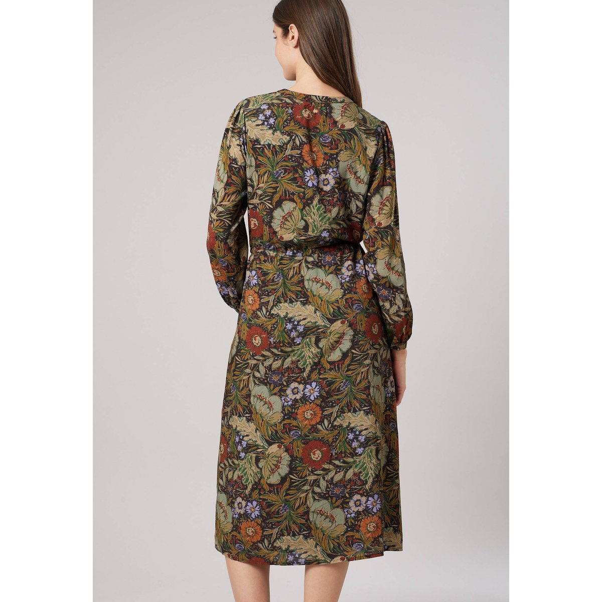 Robe longue fluide femme PHELOA khaki, DEELUXE