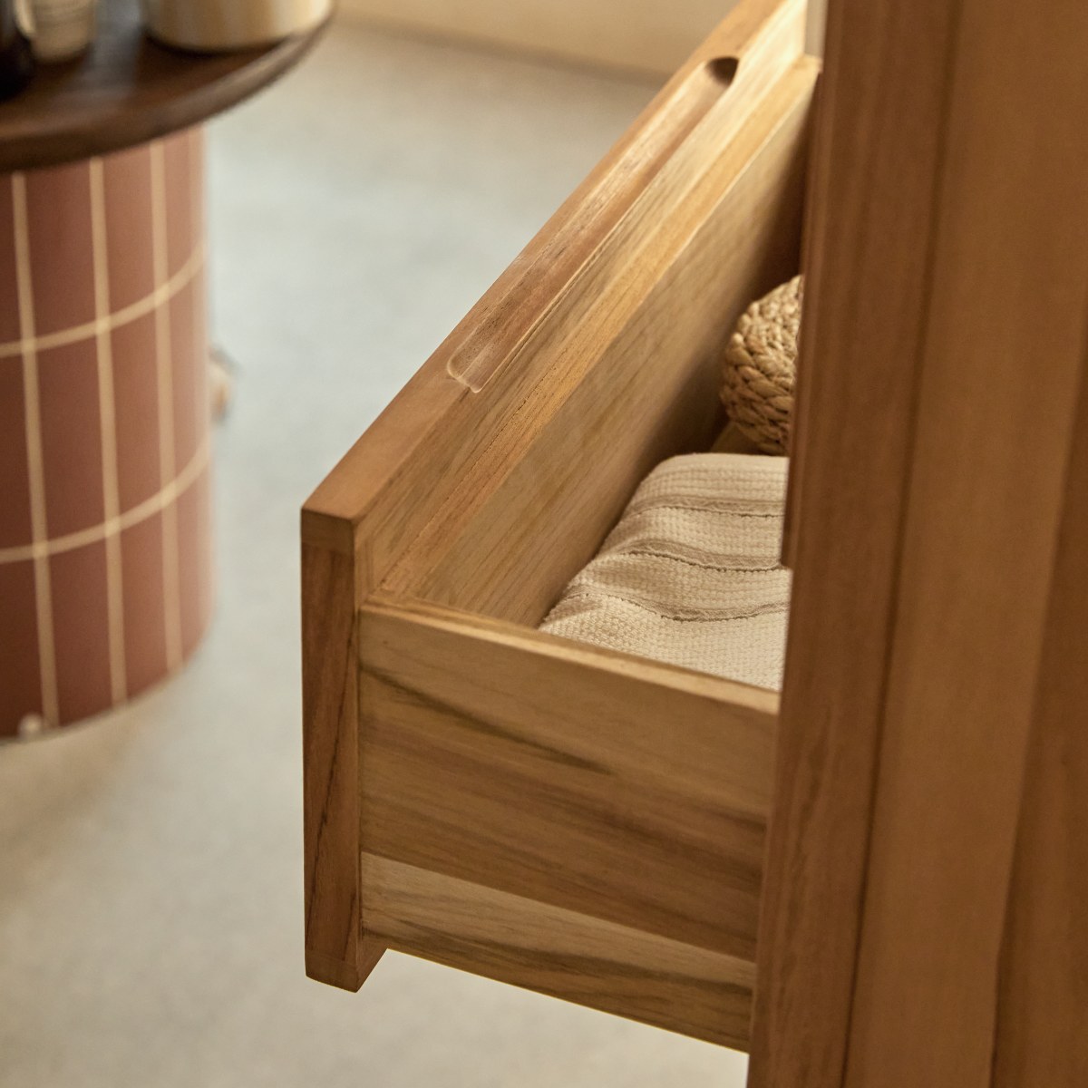 Colonne de salle de bain en Teck massif, JANE naturel, TIKAMOON