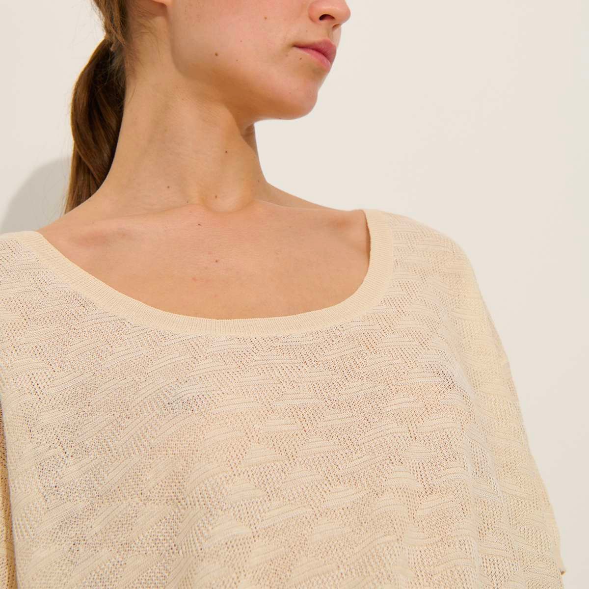 Pull manches courtes en chanvre et viscose PERLA ivoire-beige, BENSIMON