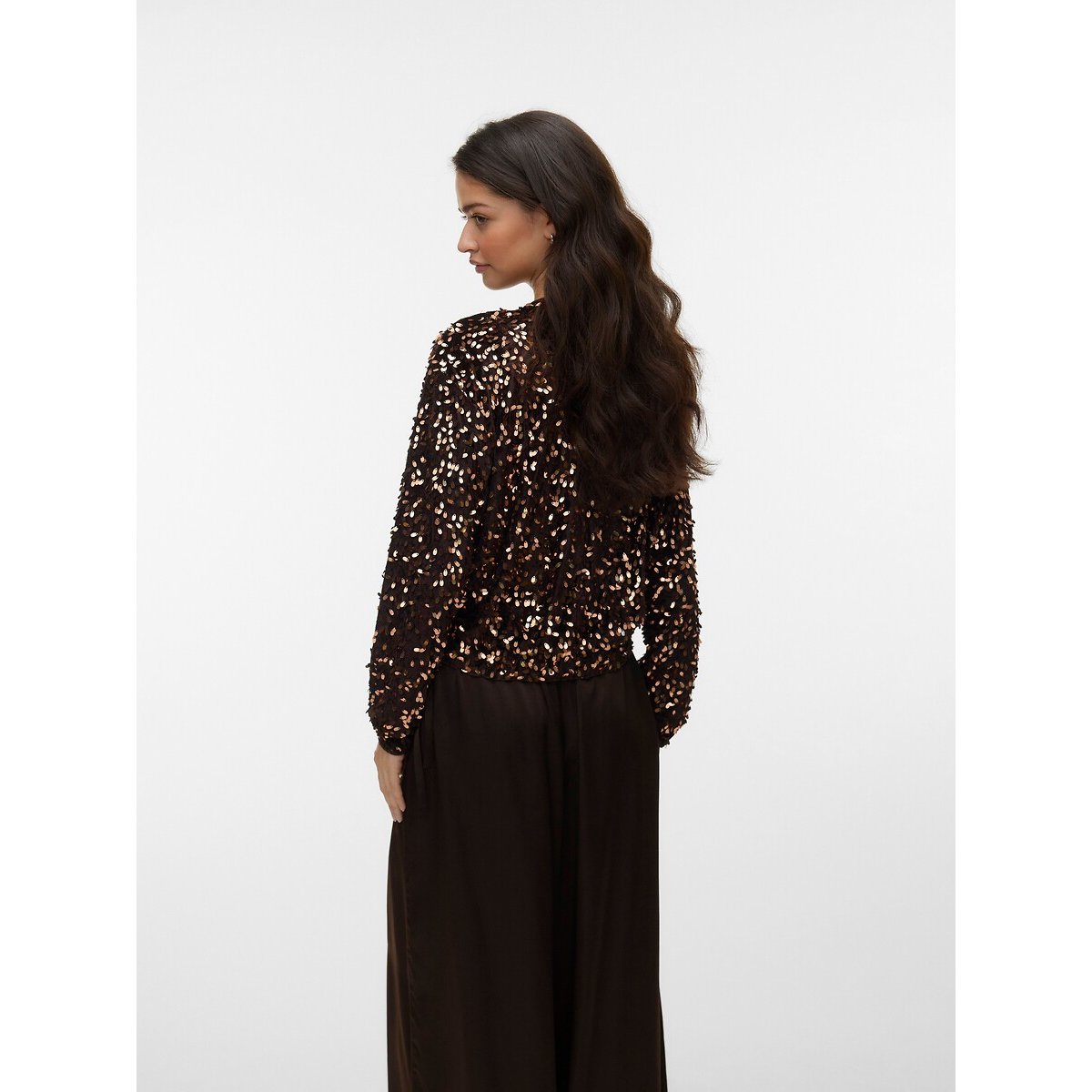 Veste bomber à sequins marron chocolat, VERO MODA