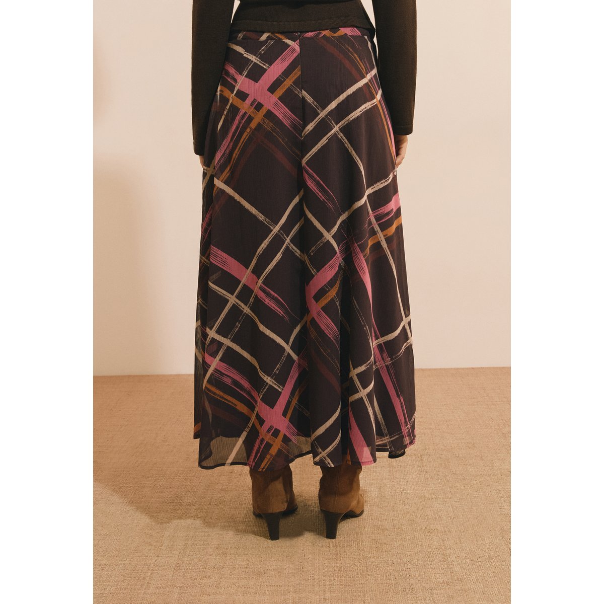 ETAM JUPE BABETTE IMP - JUPE imp fd mauve, ETAM