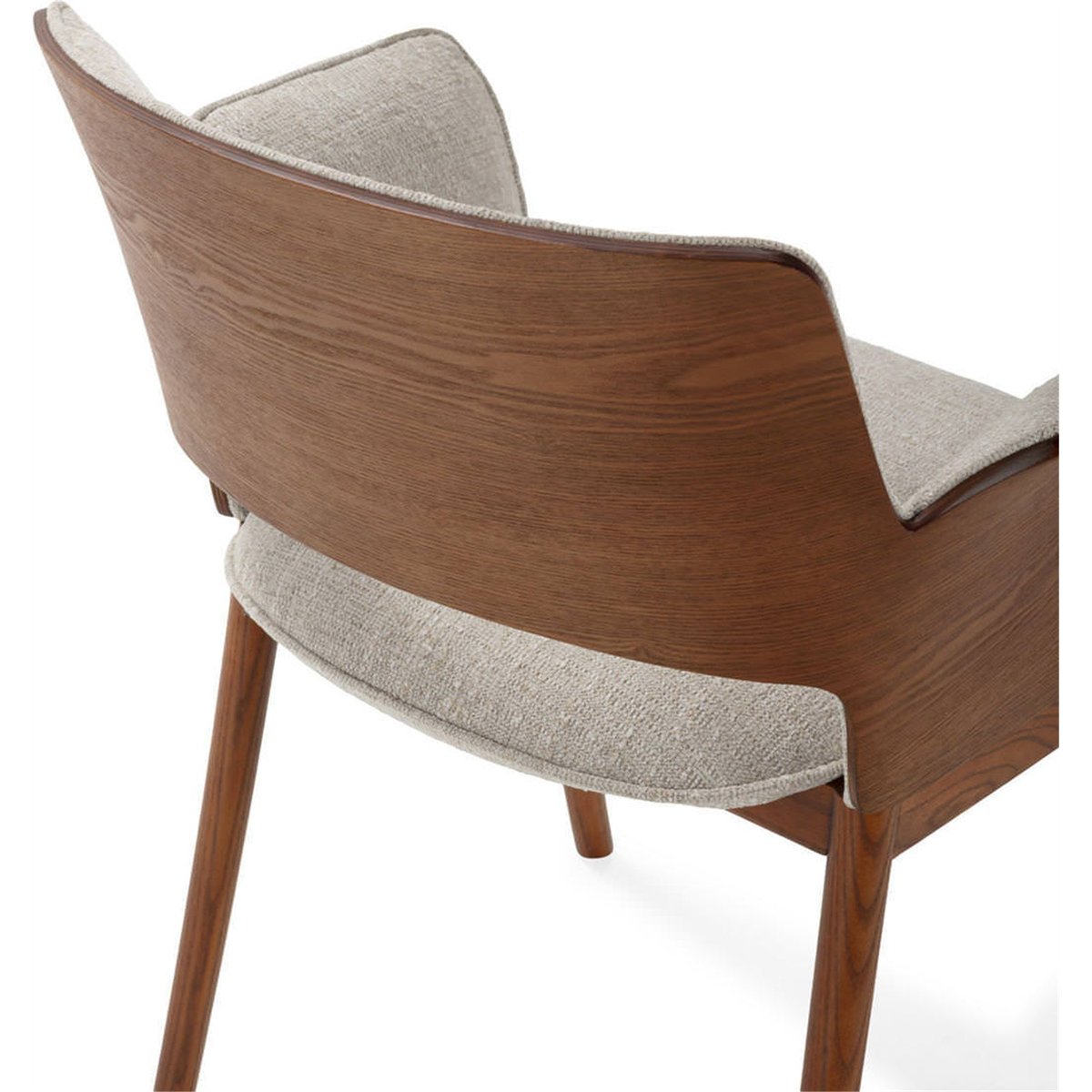 Chaise en bois et tissu noyer et blanc cassé, RECOLLECTION