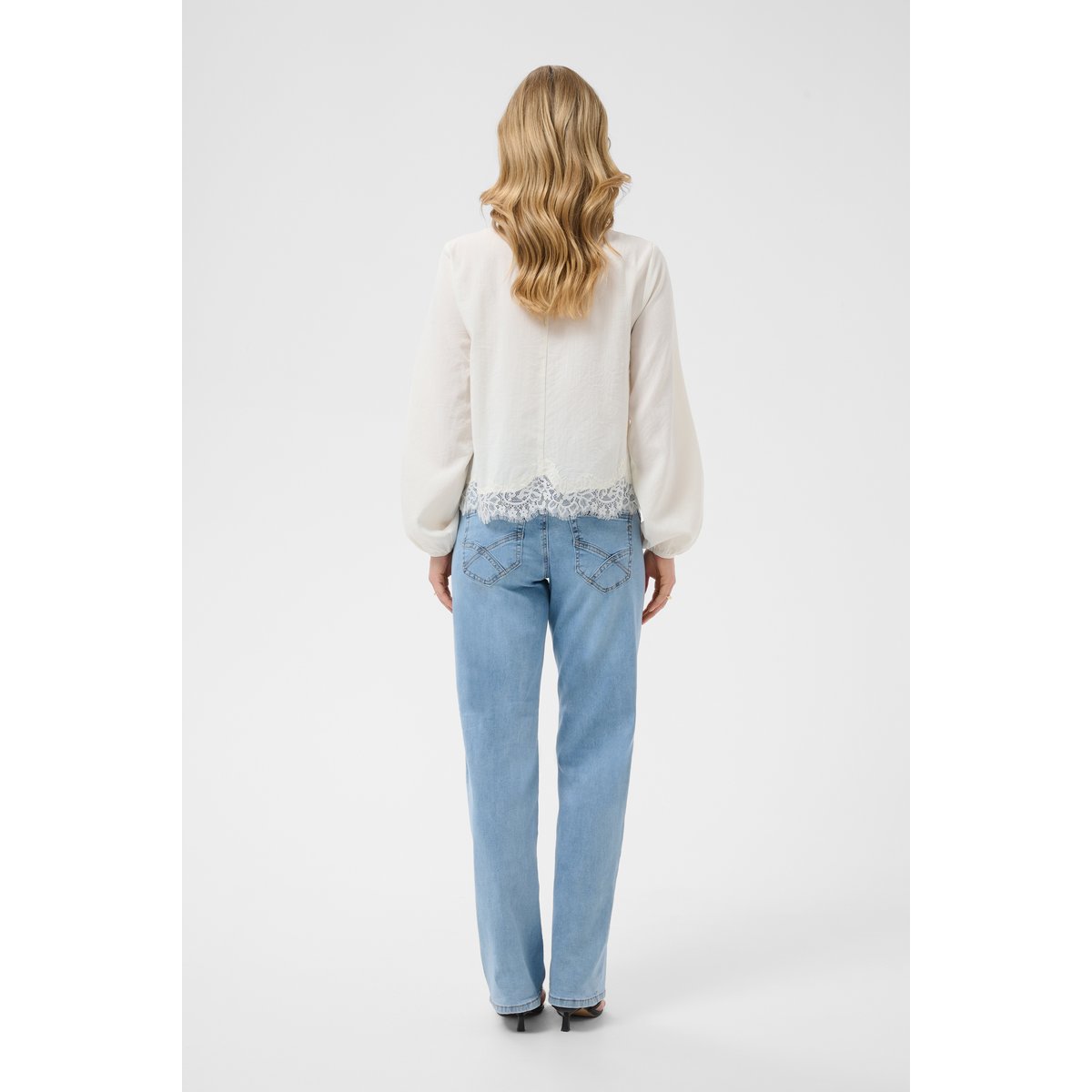 Blouse à manches longues blanc eggnog, CREAM