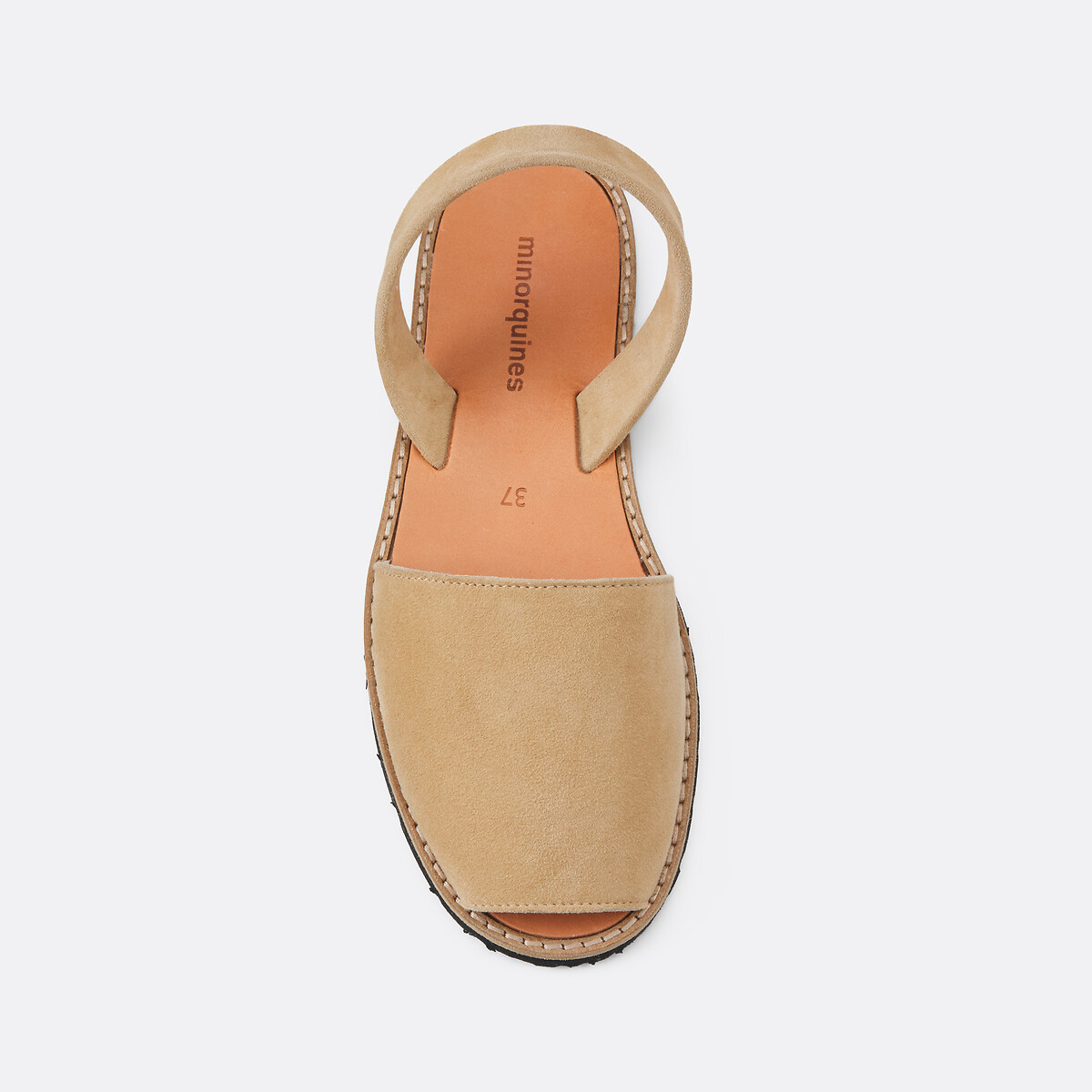 Sandales plates en cuir Avarca beige, MINORQUINES