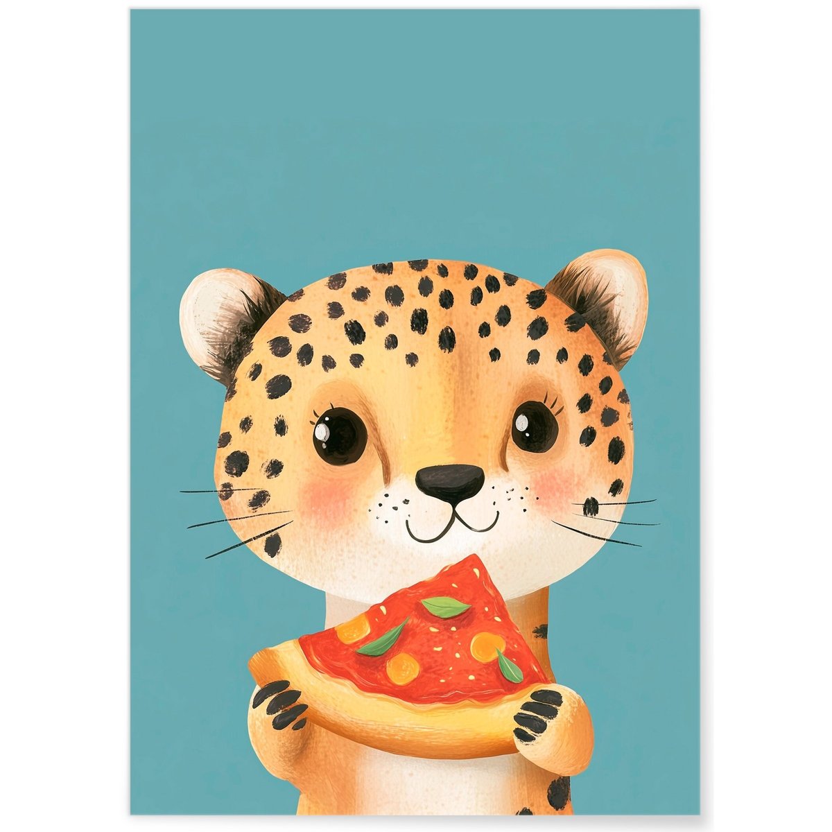 Affiche Guépard gourmand blanc, L'AFFICHERIE