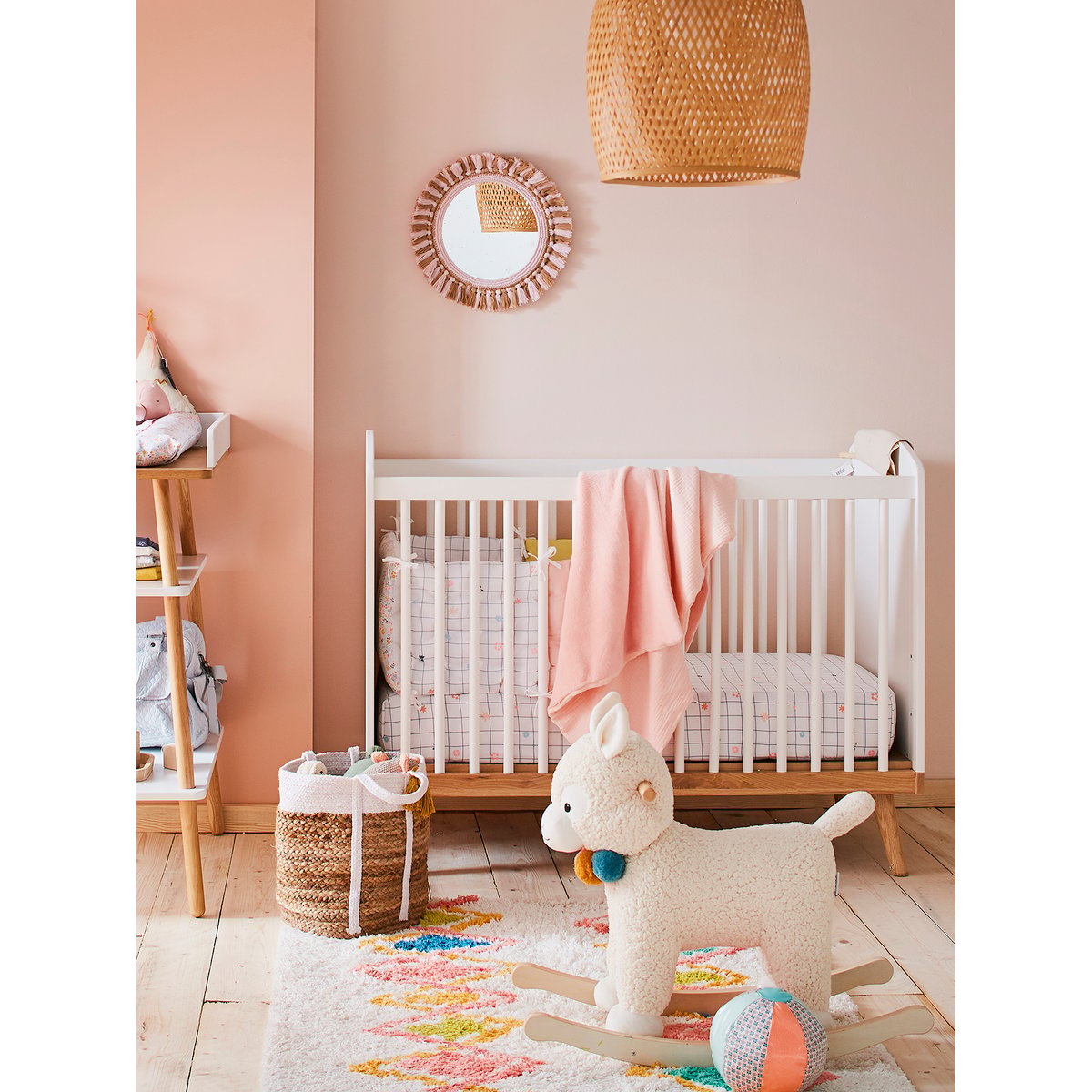 Lit bébé à barreaux LIGNE CONFETTI blanc, VERTBAUDET