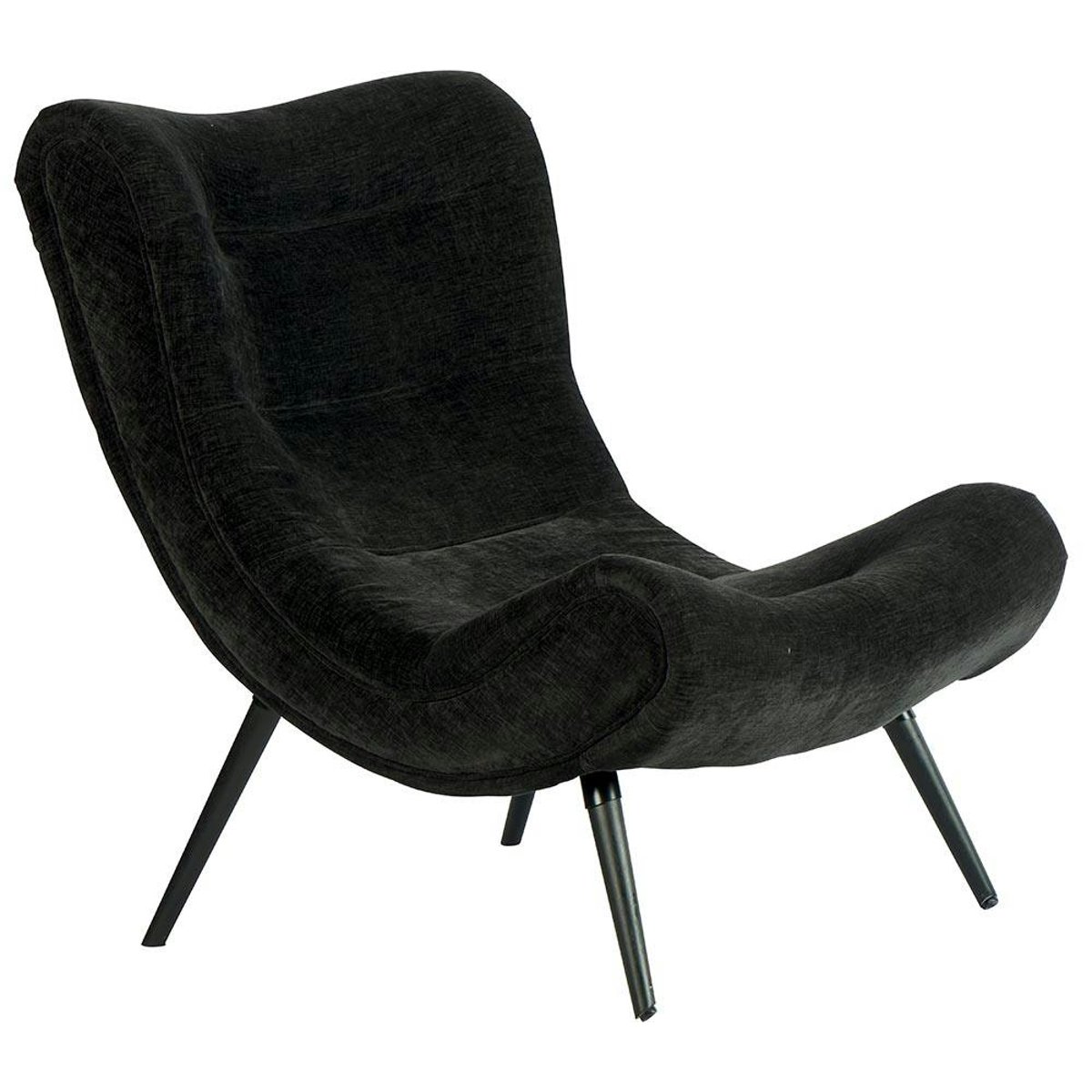 Fauteuil et pouf assortis tissu noir MALMOE noir, PIER IMPORT