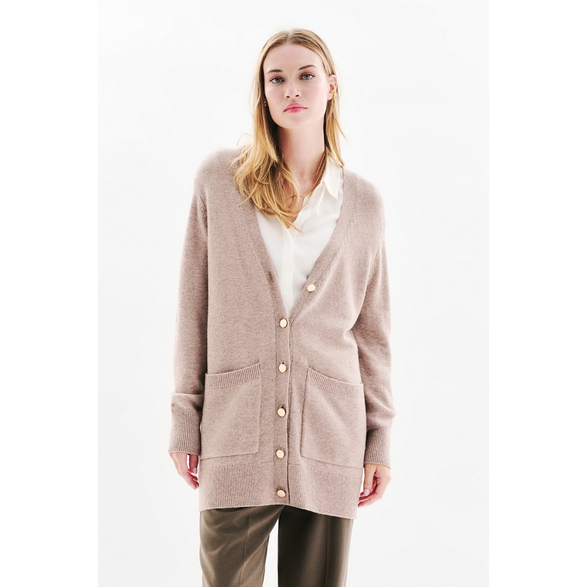 Gilet droit mi-long RONNIE marron clair, CAROLL