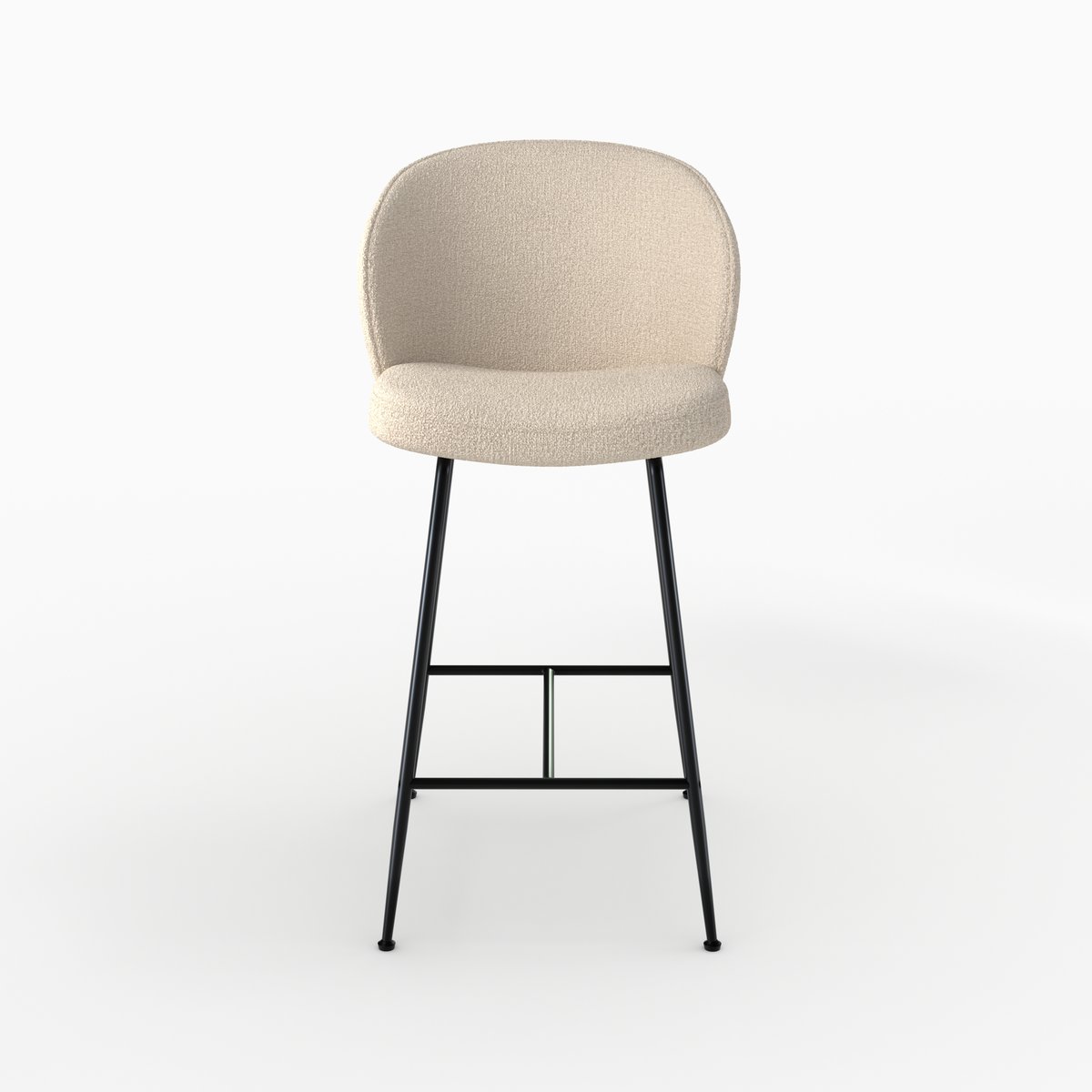 Chaise de bar en tissu bouclé 66 cm - GROOM beige, MAISON PAVANE