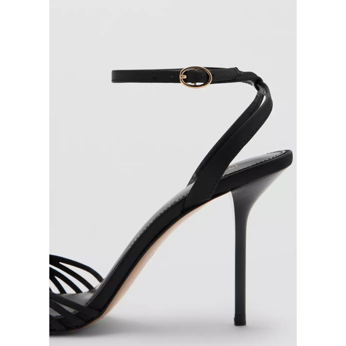 Sandales talon à brides noir, MANGO