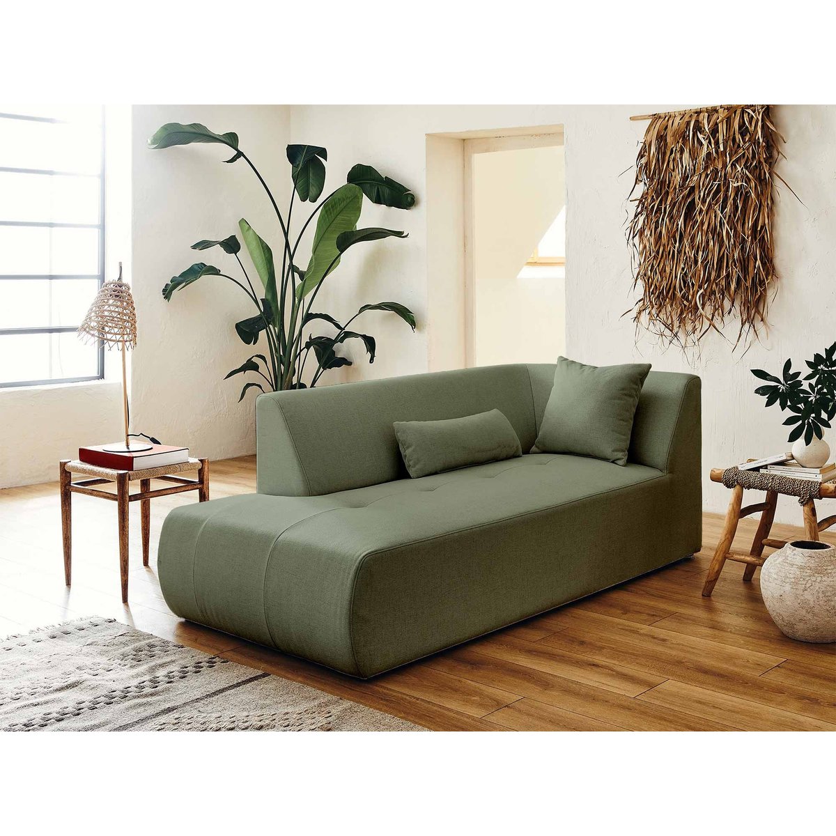 Canapé d'Angle gauche 5 places - ONYX vert sauge, BEST MOBILIER