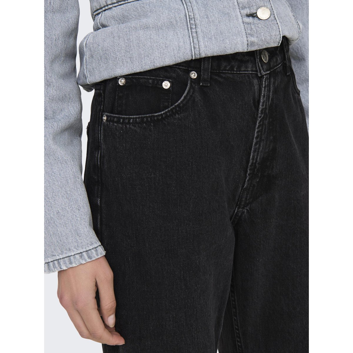 Jean Coupe Droite washed black, ONLY