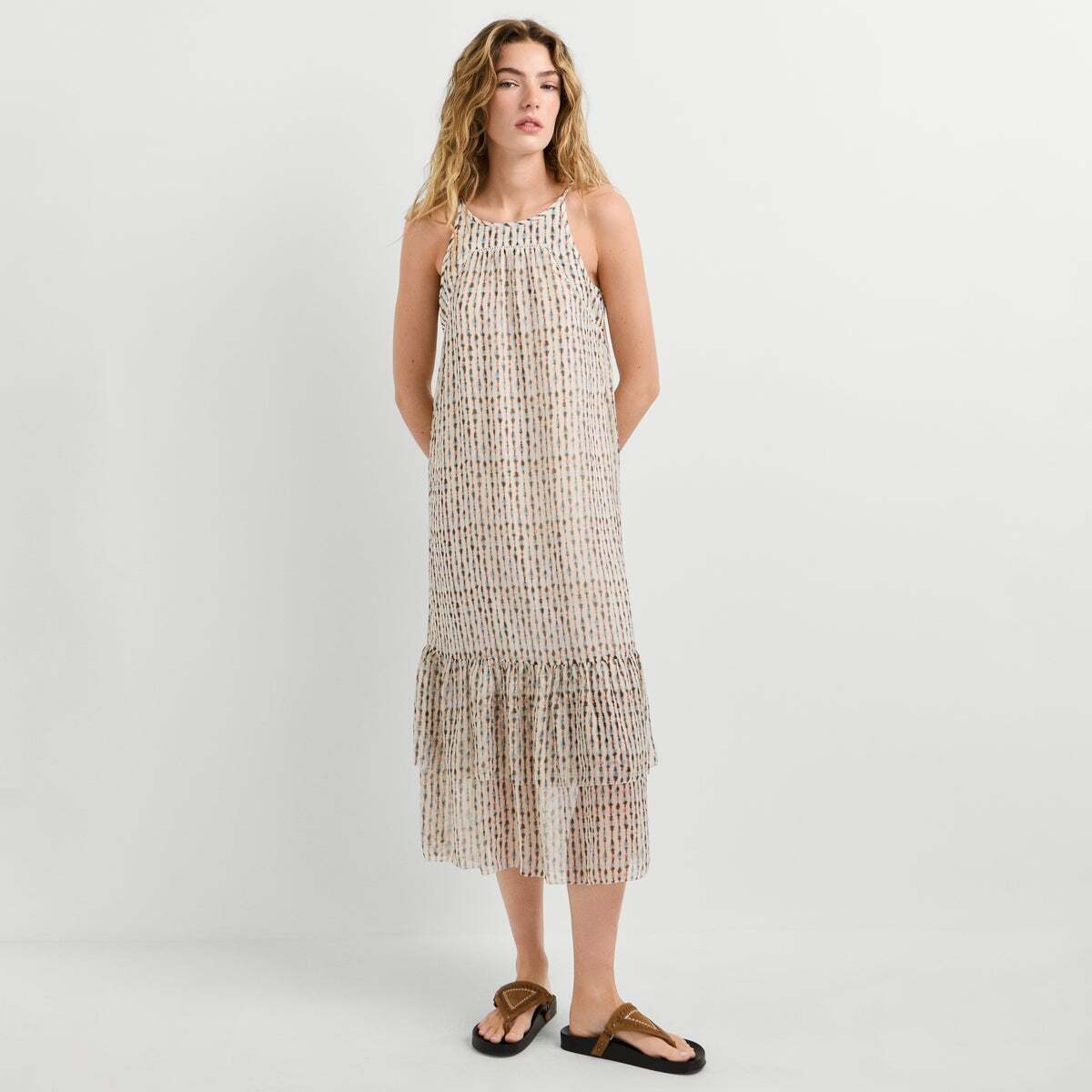 Robe Midi À Imprimé Ikat rose poudre rose, PEPE JEANS