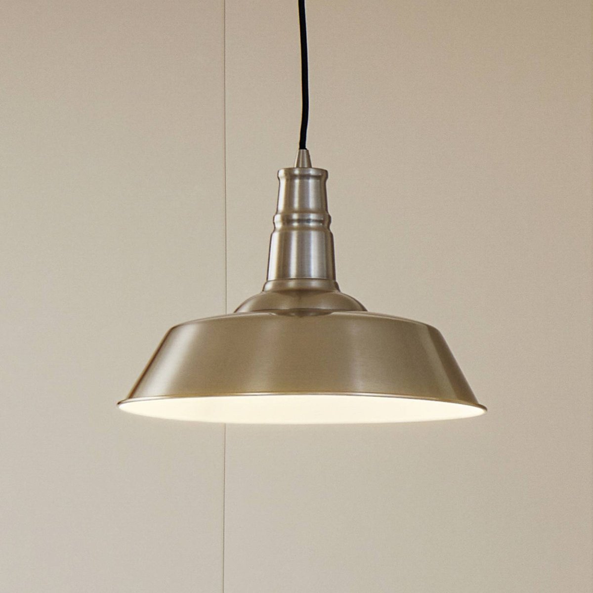 Suspension en métal moderne, Laylan nickel, blanc, LINDBY