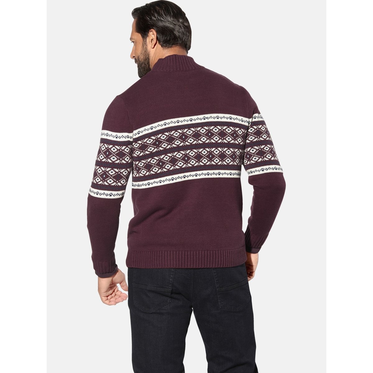 Gilet en maille BJORNSEN rouge foncé à dessin, JAN VANDERSTORM