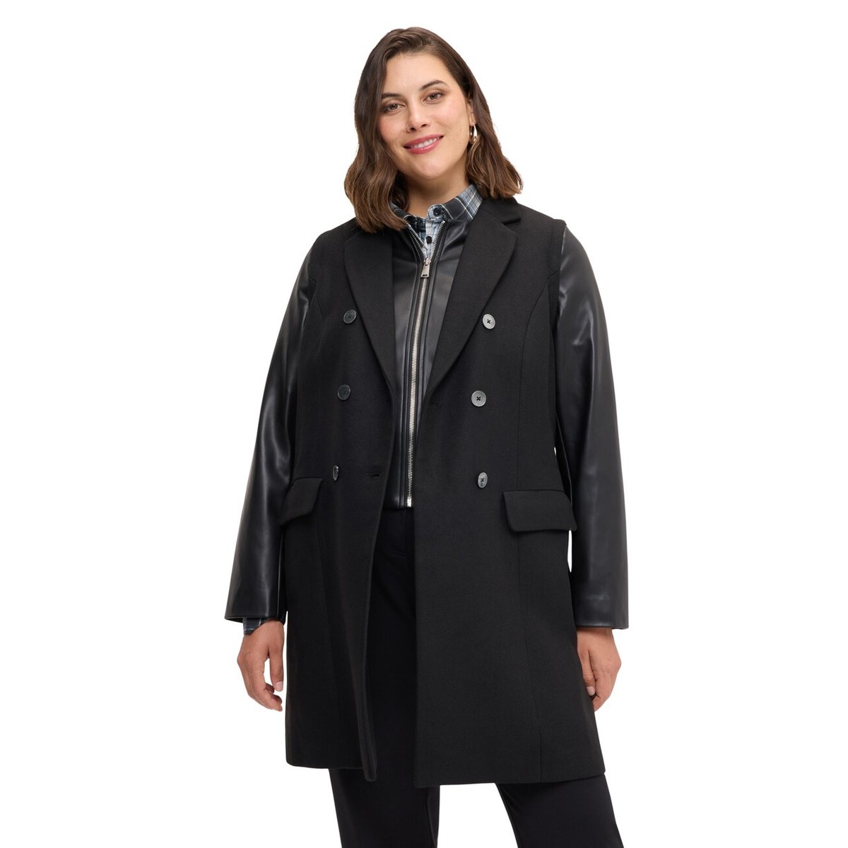 Manteau avec manches enduit noir, FIORELLA RUBINO
