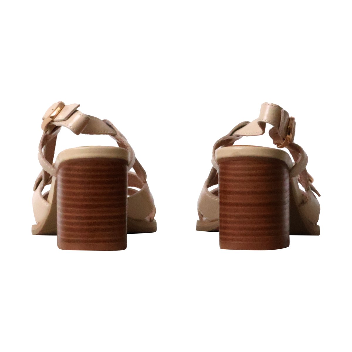 Sandales à Talon Cuir Hawa crème, EMILIE KARSTON