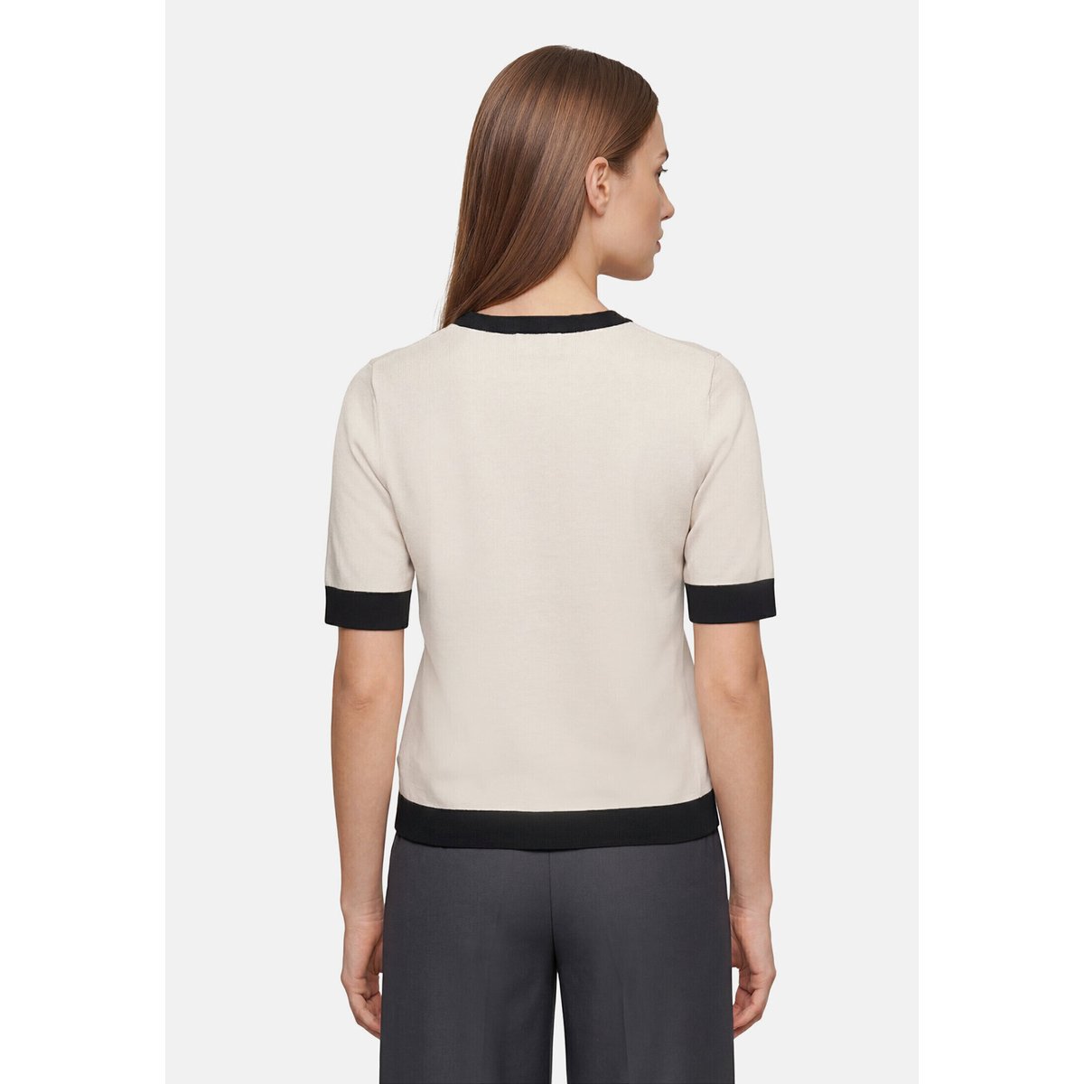Pull-over en maille à poches patch beige/black, BETTY BARCLAY