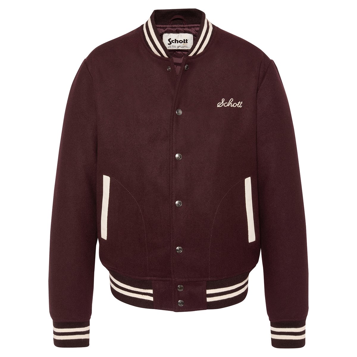 Blouson teddy laine bordeaux, SCHOTT