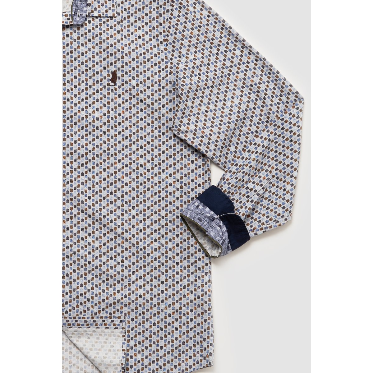 Chemise imprimée tulipe bleu marine, MCS