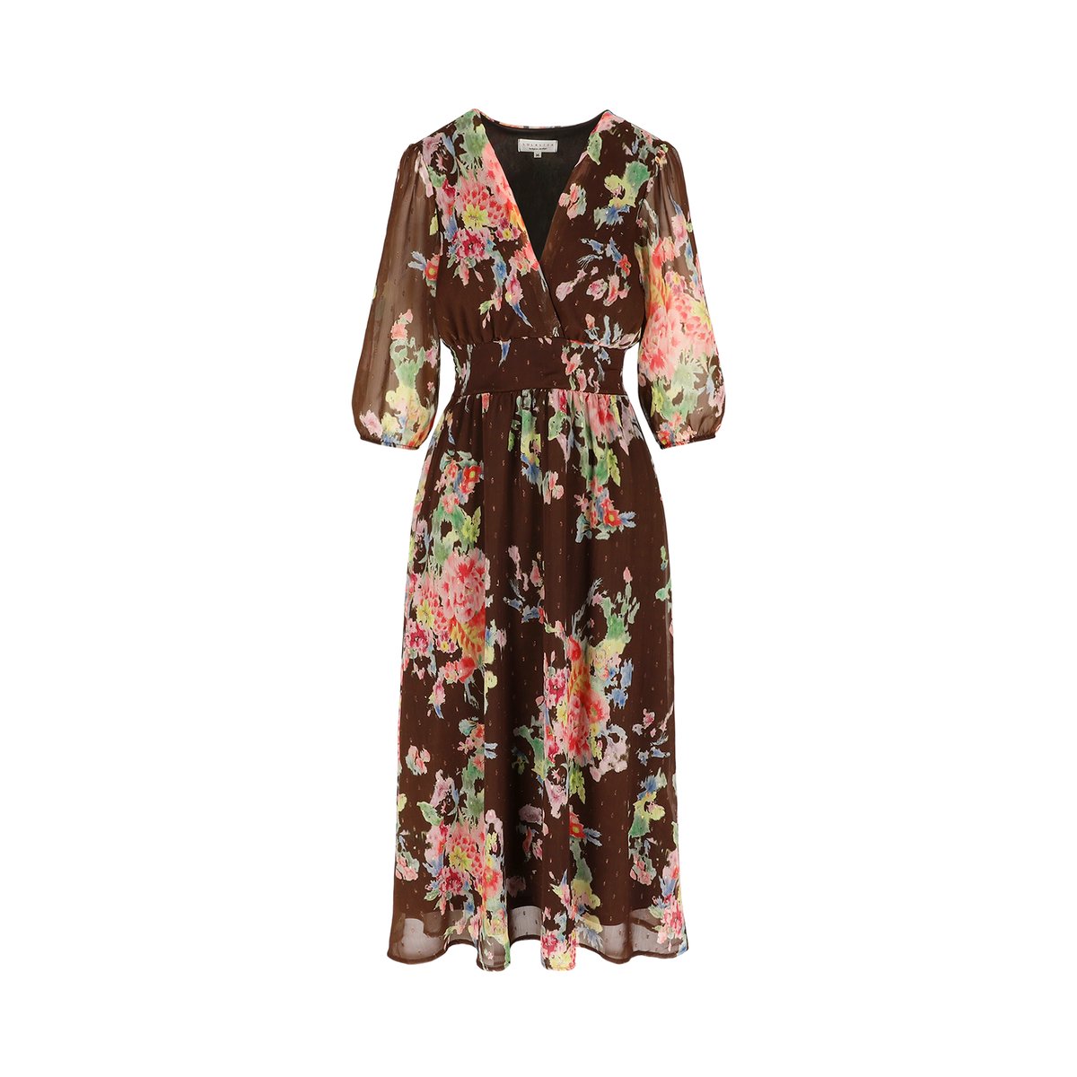 Robe longue fleurie brown coffee, LOLALIZA