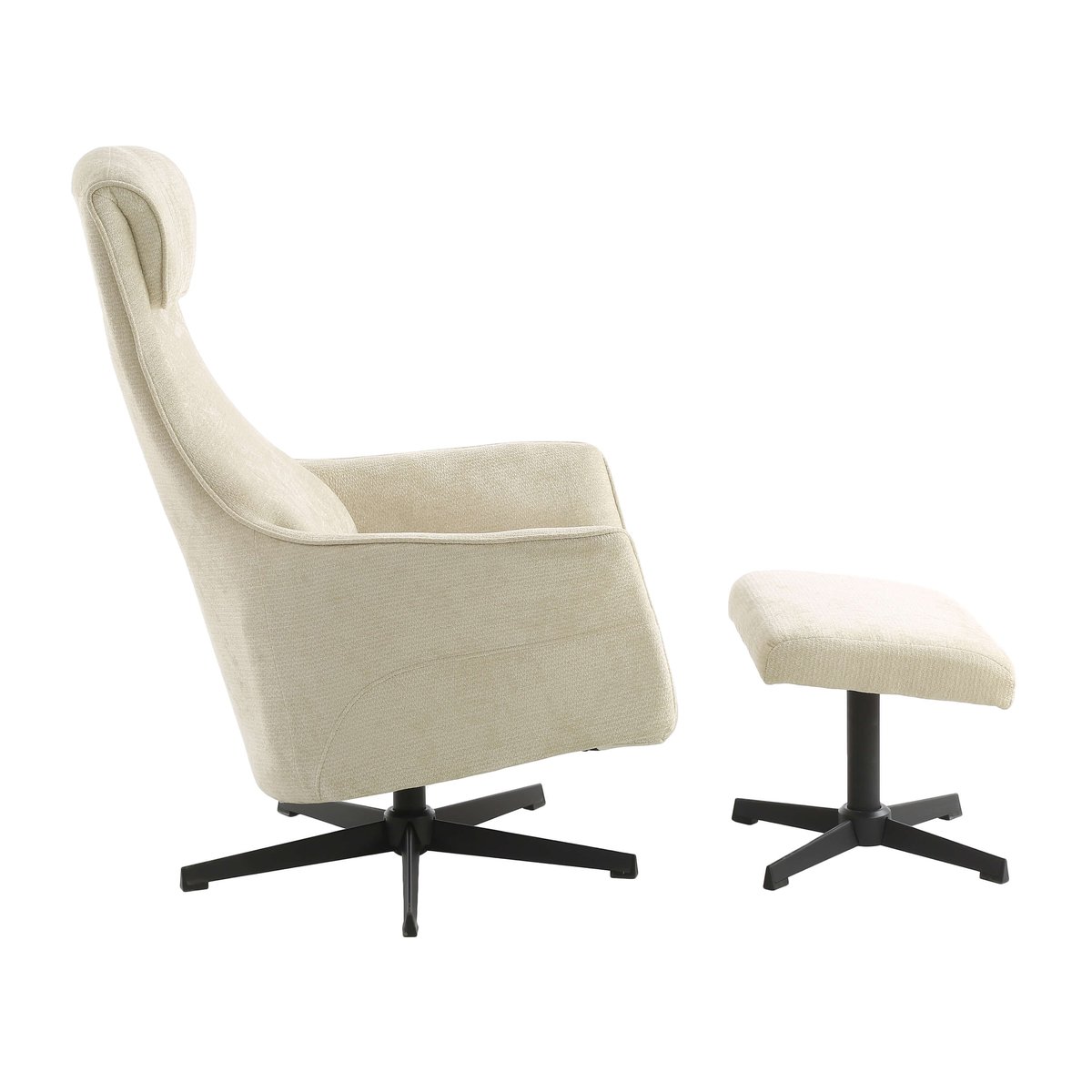 Fauteuil relax + repose-pieds tissu RIGEL beige, BAÏTA