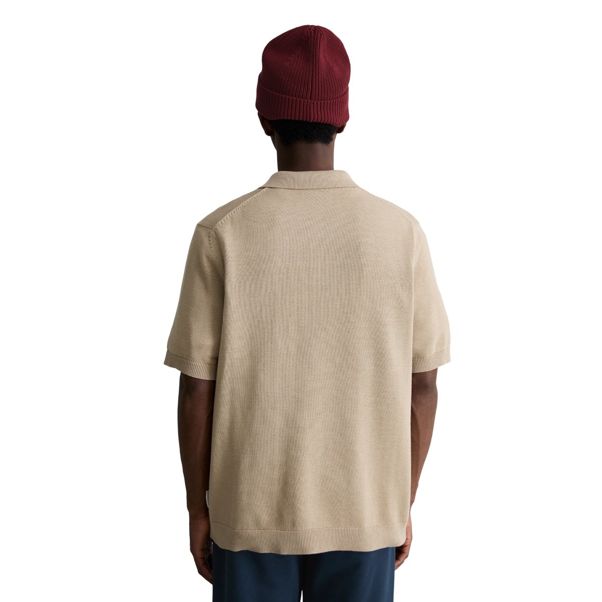 Polo en tricot régulier avec une structure finement côtelée beige, MARC O’POLO DENIM