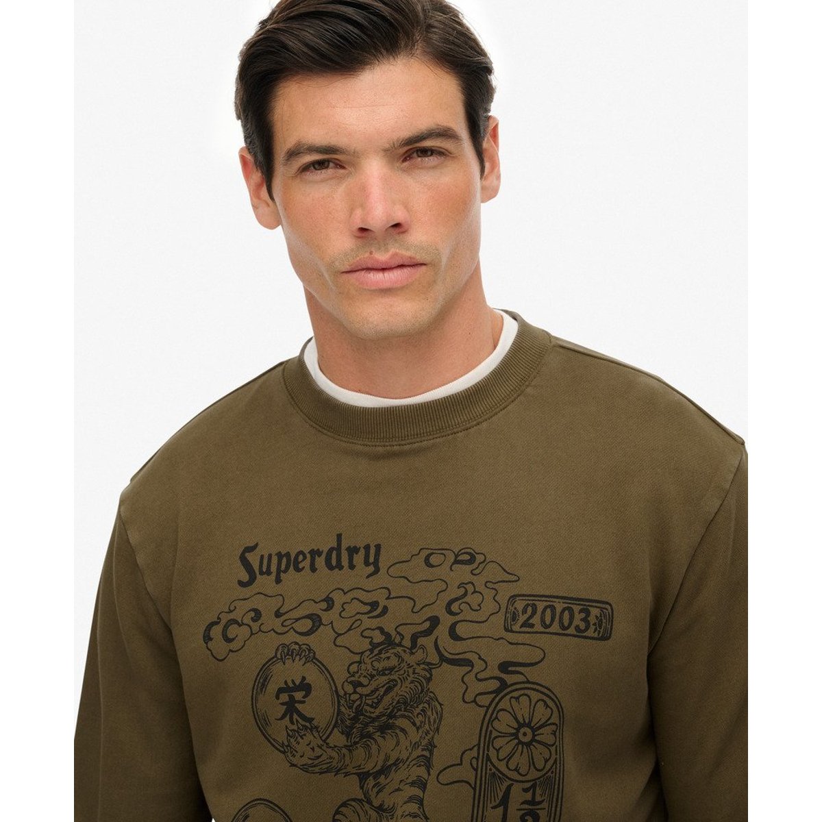 Sweat-shirt ample Tokyo Narrative olive foncé, SUPERDRY