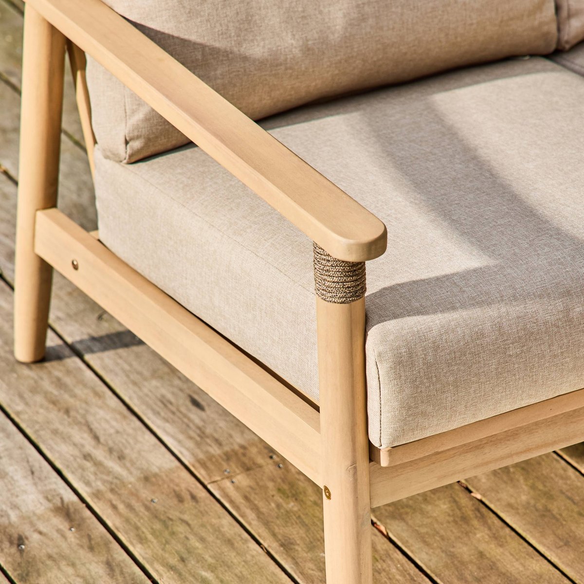 Salon de jardin bois d'acacia et cordes 4 places LAZULI naturel, SWEEEK