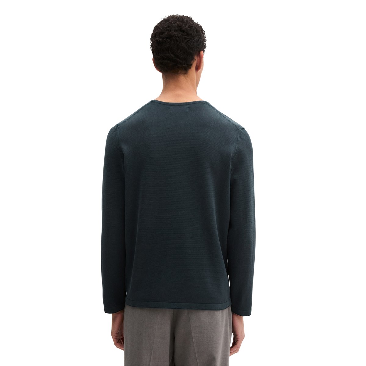Pull-over en maille fine regular en coton biologique certifié bleu foncé, MARC O'POLO