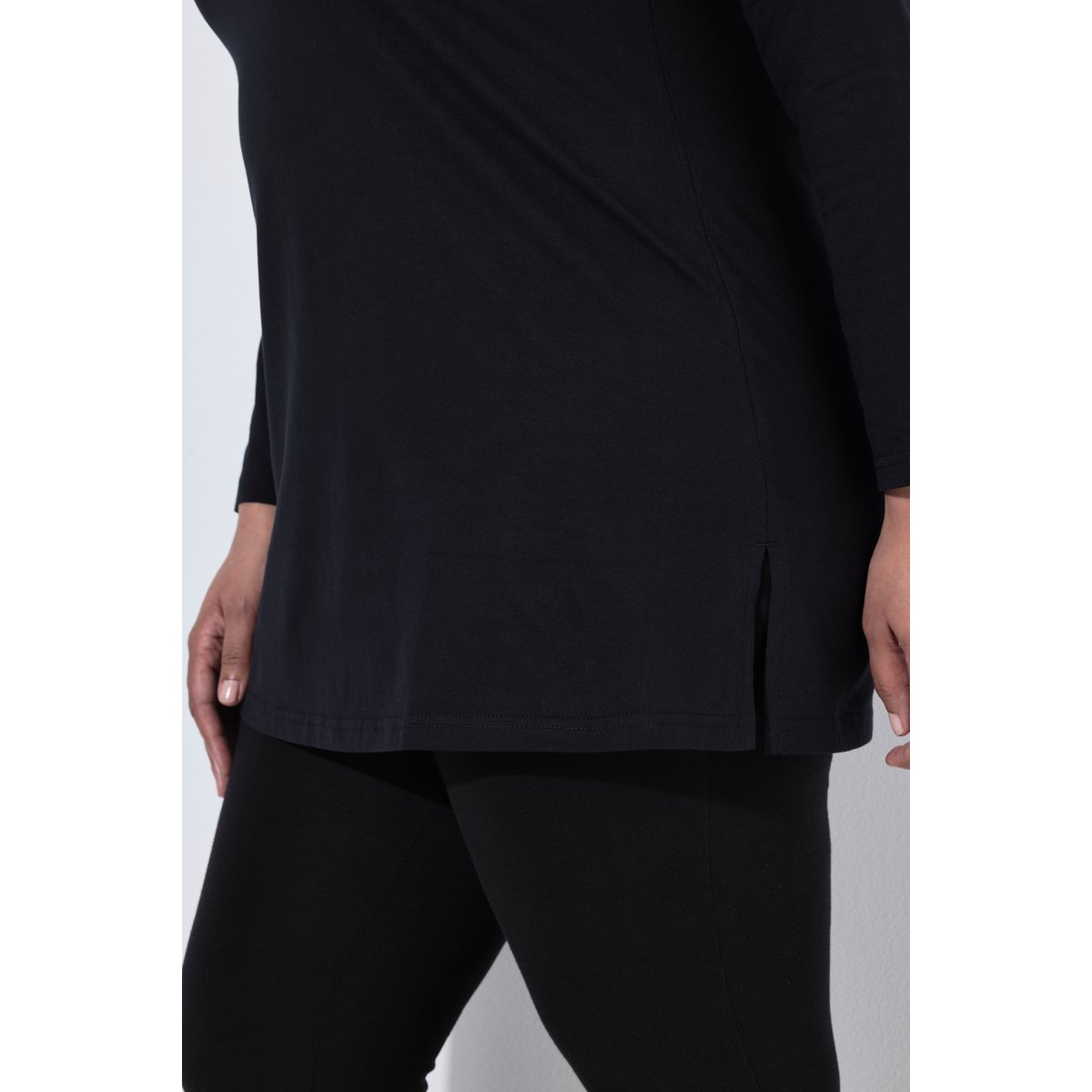 T-shirt long manches longues et col montant noir, ULLA POPKEN