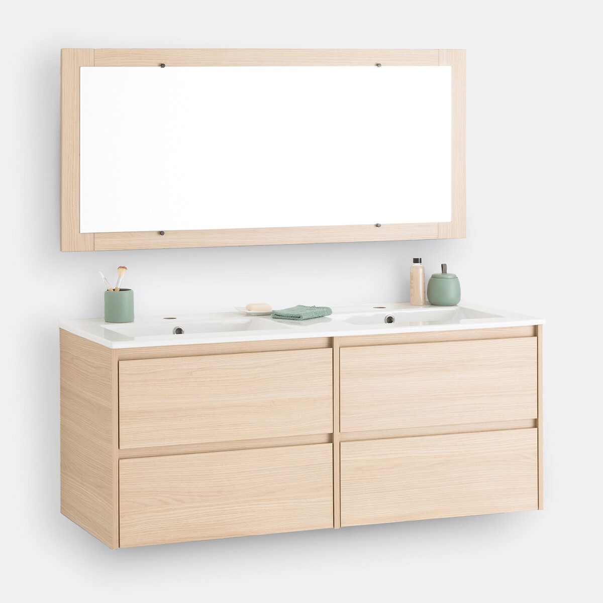 Nirio L120cm Wall-Mounted Vanity Unit & Mirror light oak effect, LA REDOUTE INTERIEURS