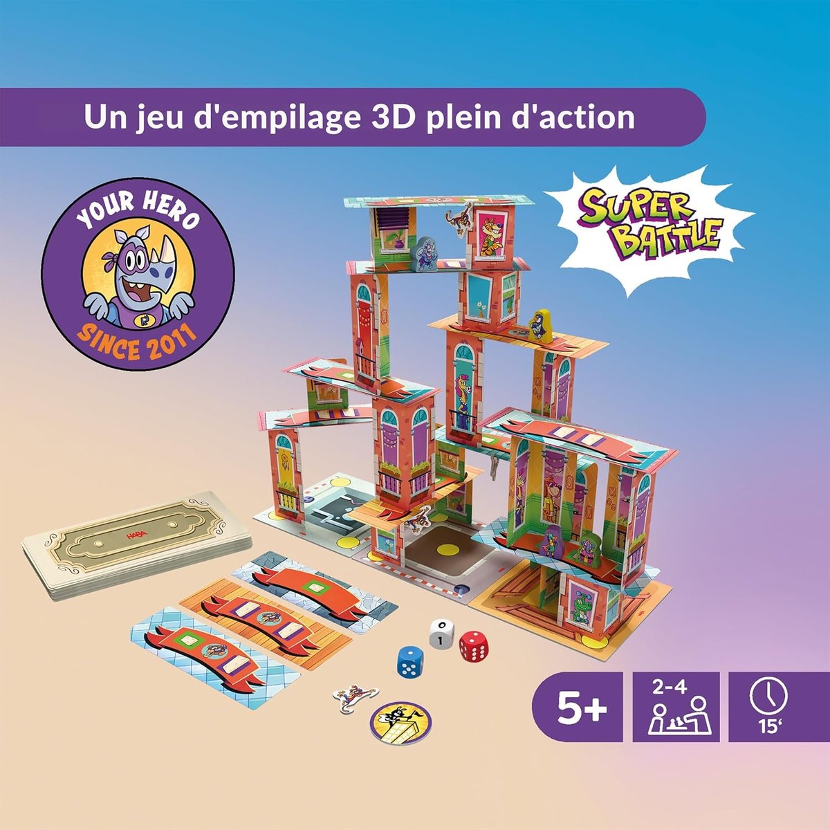 Jeu Rhino Hero Super Battle jaune, HABA