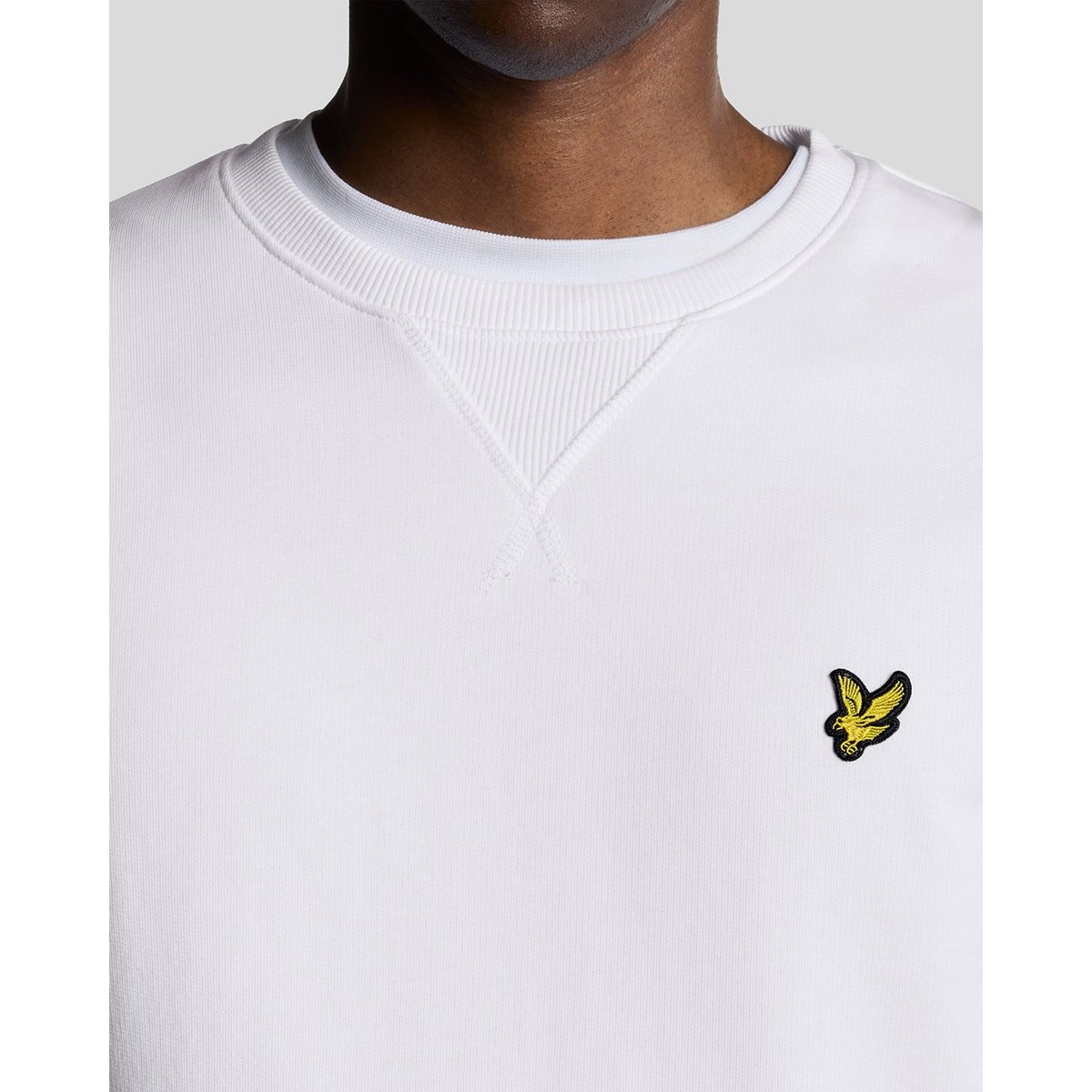 Sweat-shirt col rond en coton blanc, LYLE & SCOTT