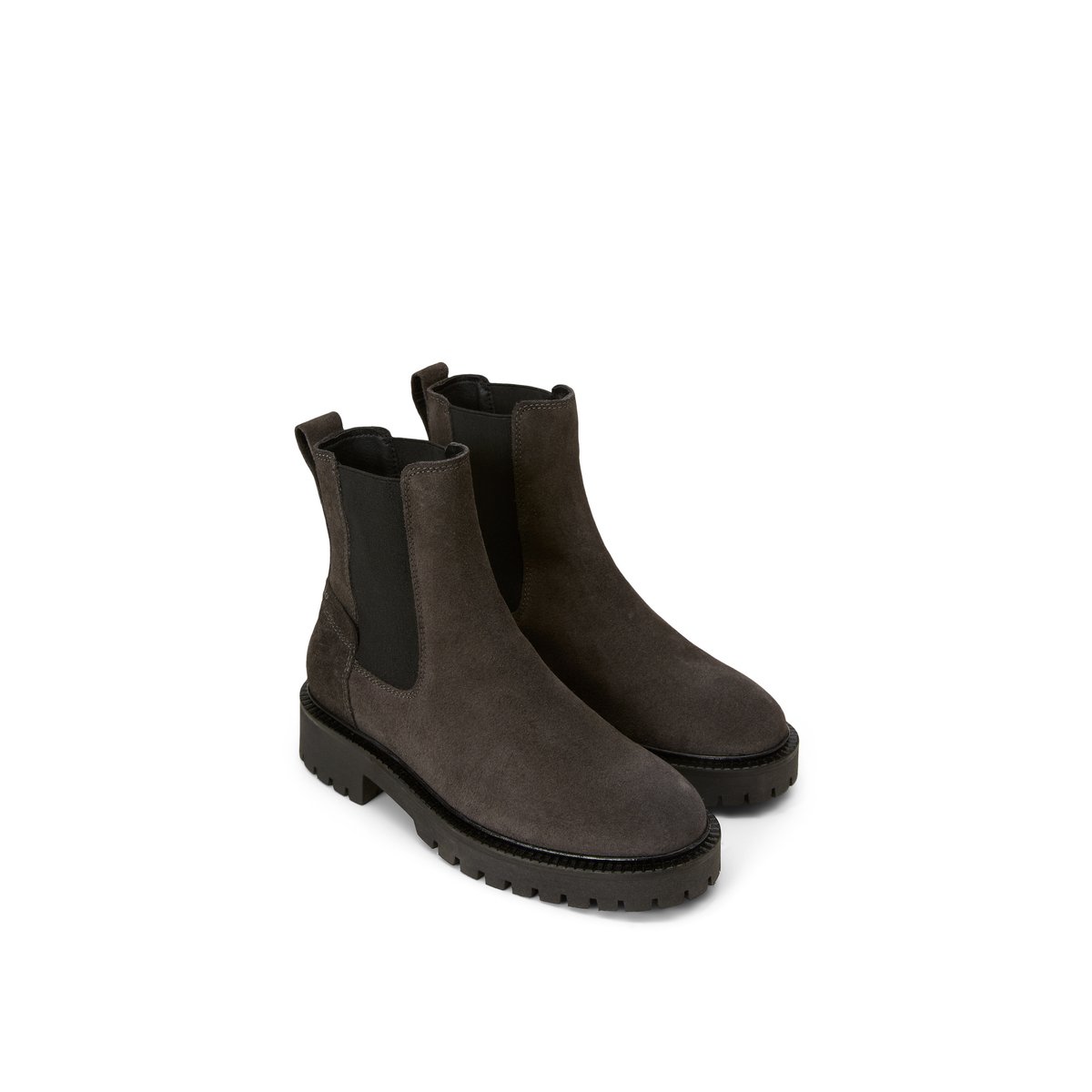 Ballerines Chelsea modèle Phia en cuir velours souple gris foncé, MARC O'POLO