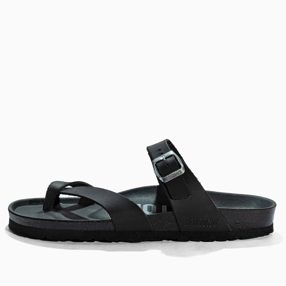 Tongs en cuir DIANE black, BAYTON