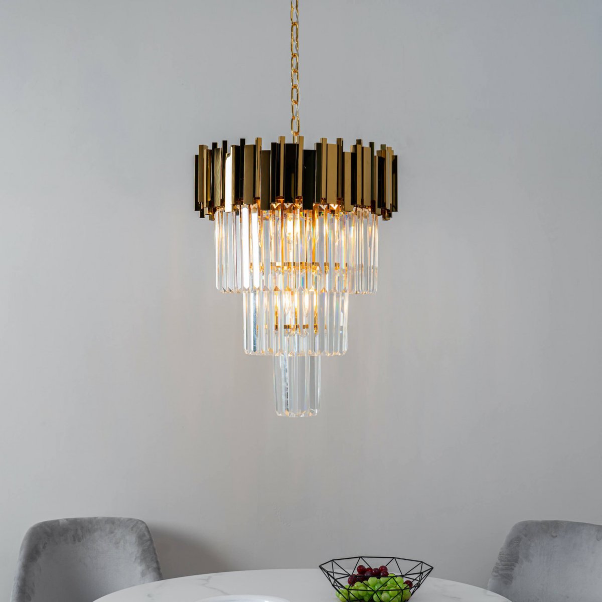 Suspension en cristal et métal - FRANCESCA doré / laiton, KOSILUM
