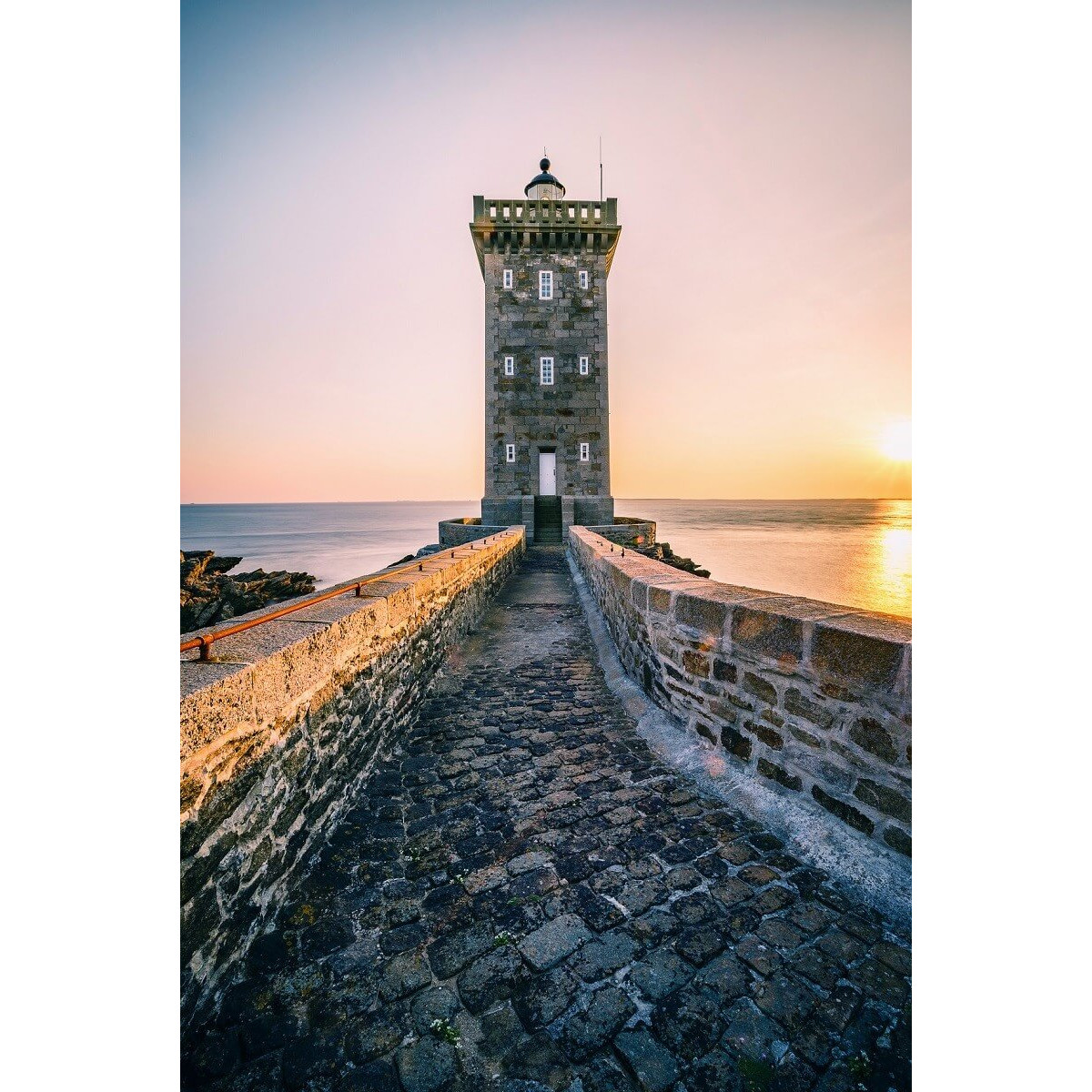 Tableau Mural Sunset Phare De Kermorvan MER tableaux sur toile-gris, CEANOTHE