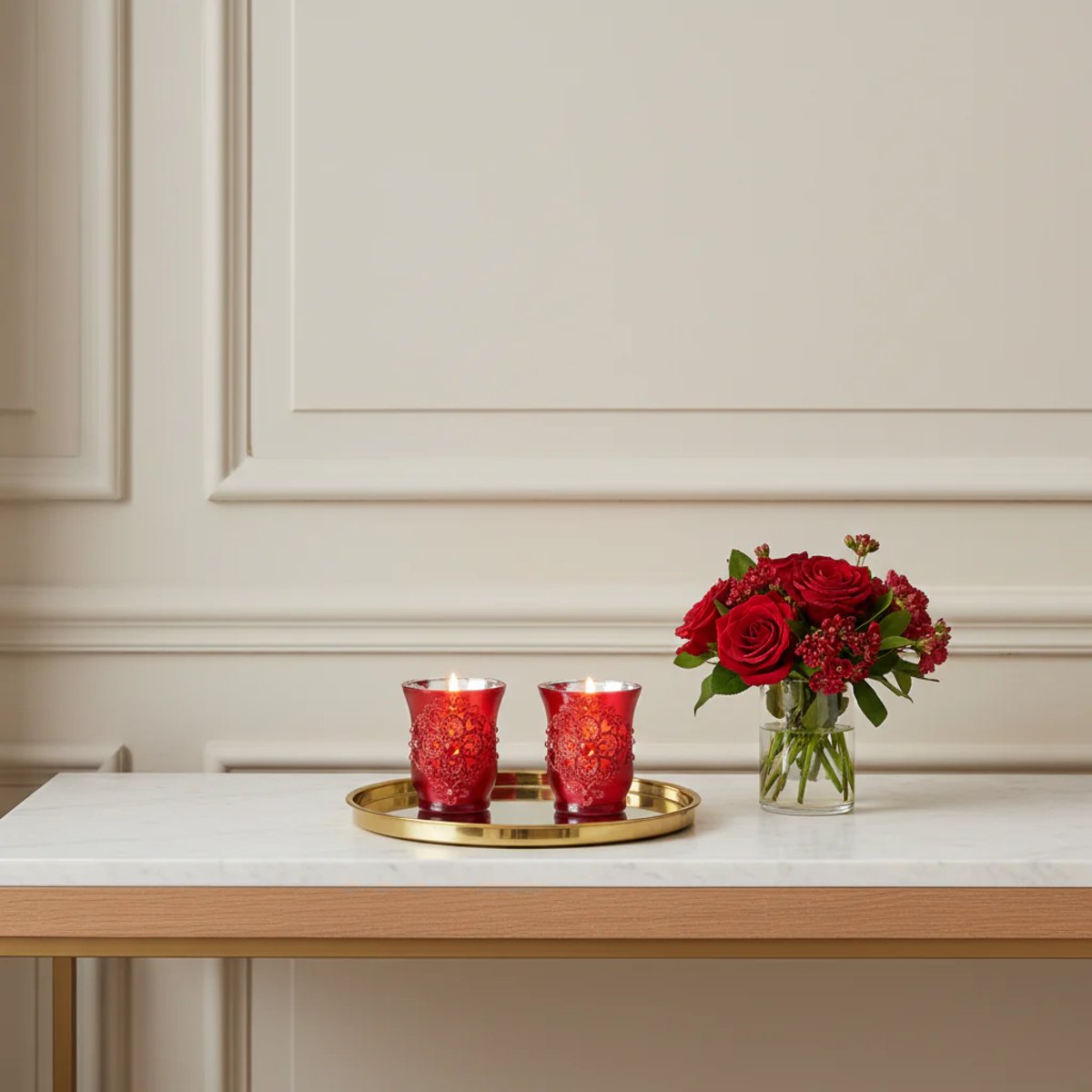 Photophore décoratif en verre H15 NOËL rouge, SIA DECO