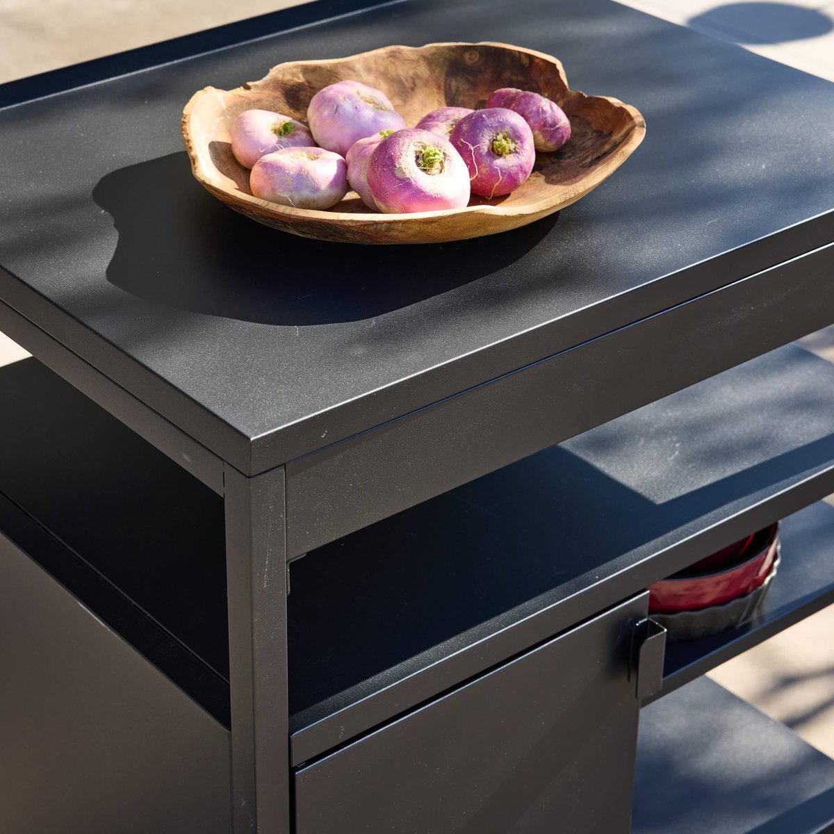 Module de cuisine extérieure acier 1 porte 3 étagères L80cm KEA noir, SWEEEK