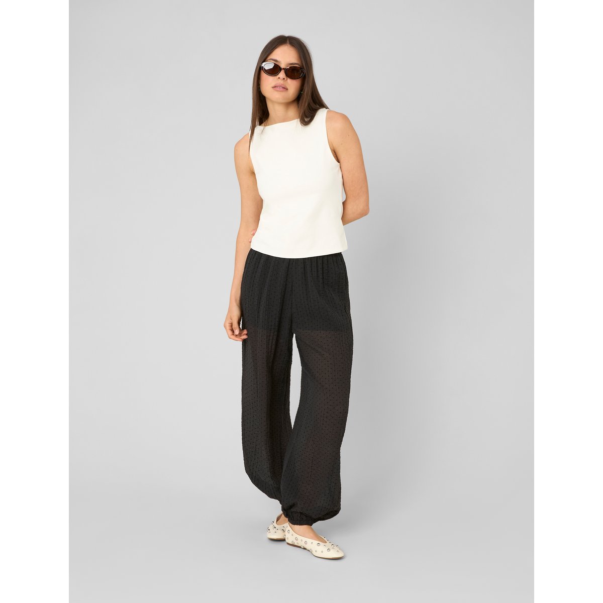Pantalon bouffant plumetis noir, BZB