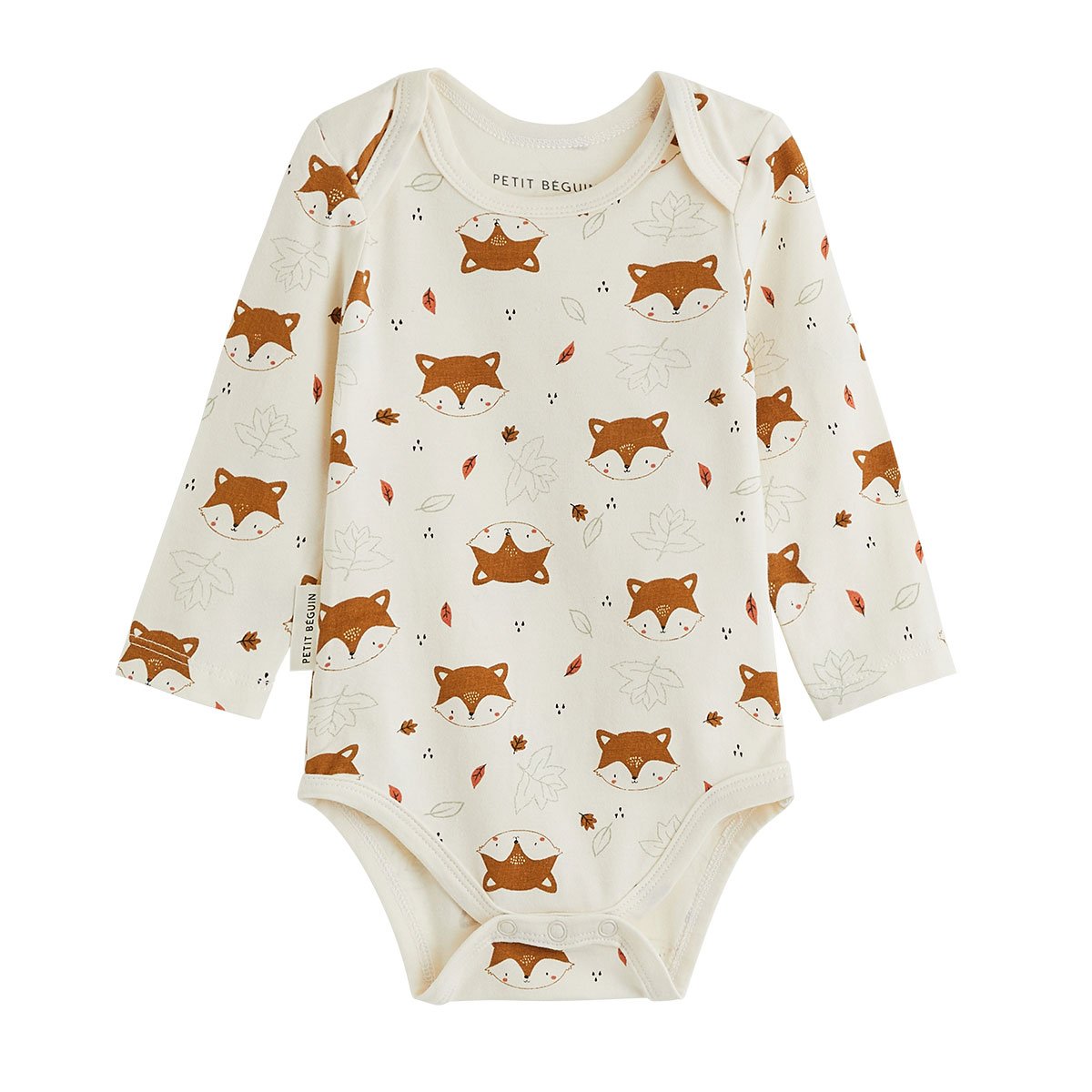 Lot de 3 bodies bébé manches longues Ginkgo vert, PETIT BEGUIN