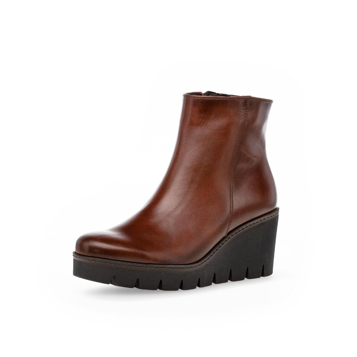 Bottines en cuir à talon compensé marron, GABOR