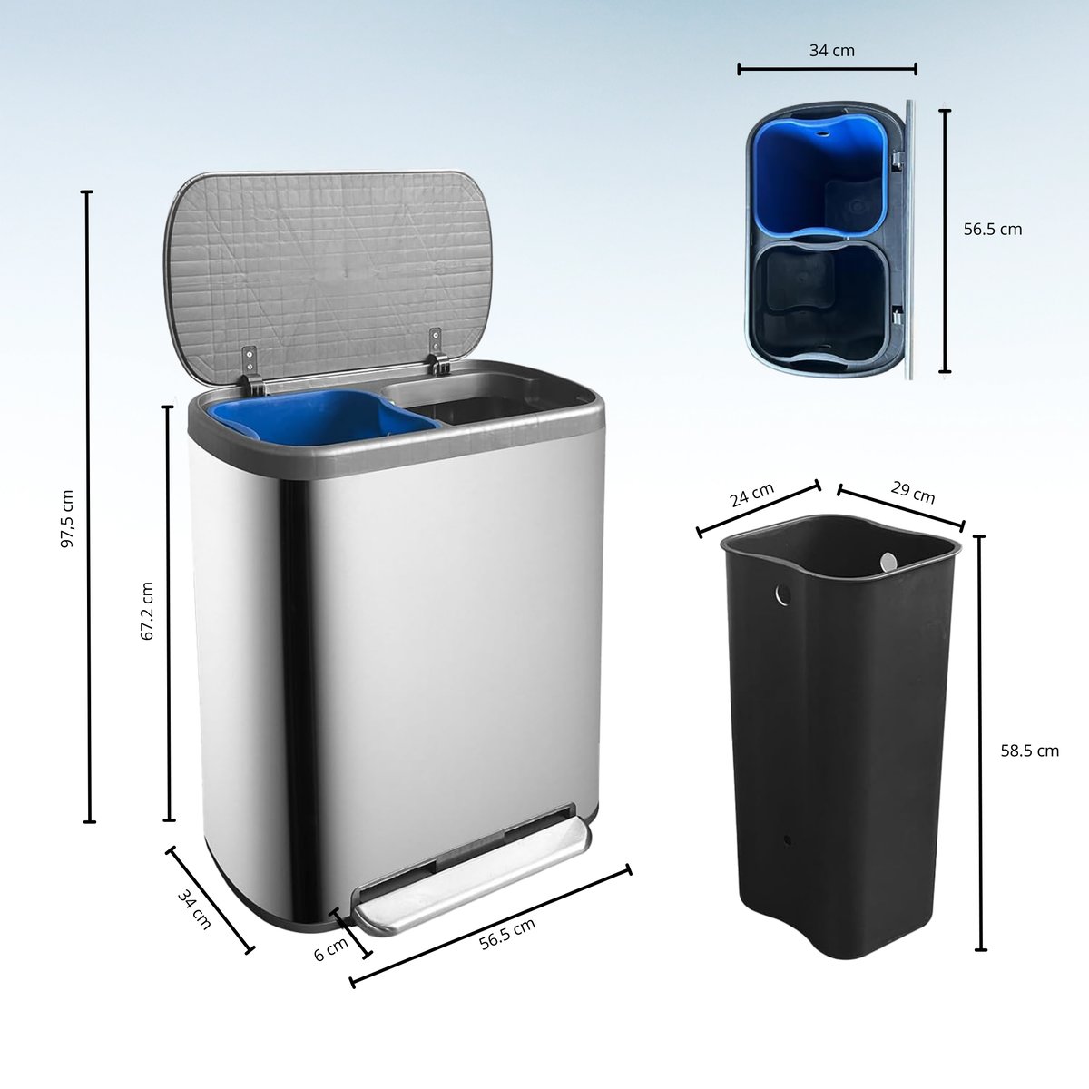 Poubelle de cuisine tri sélectif EMPIRE argent, KITCHEN MOVE