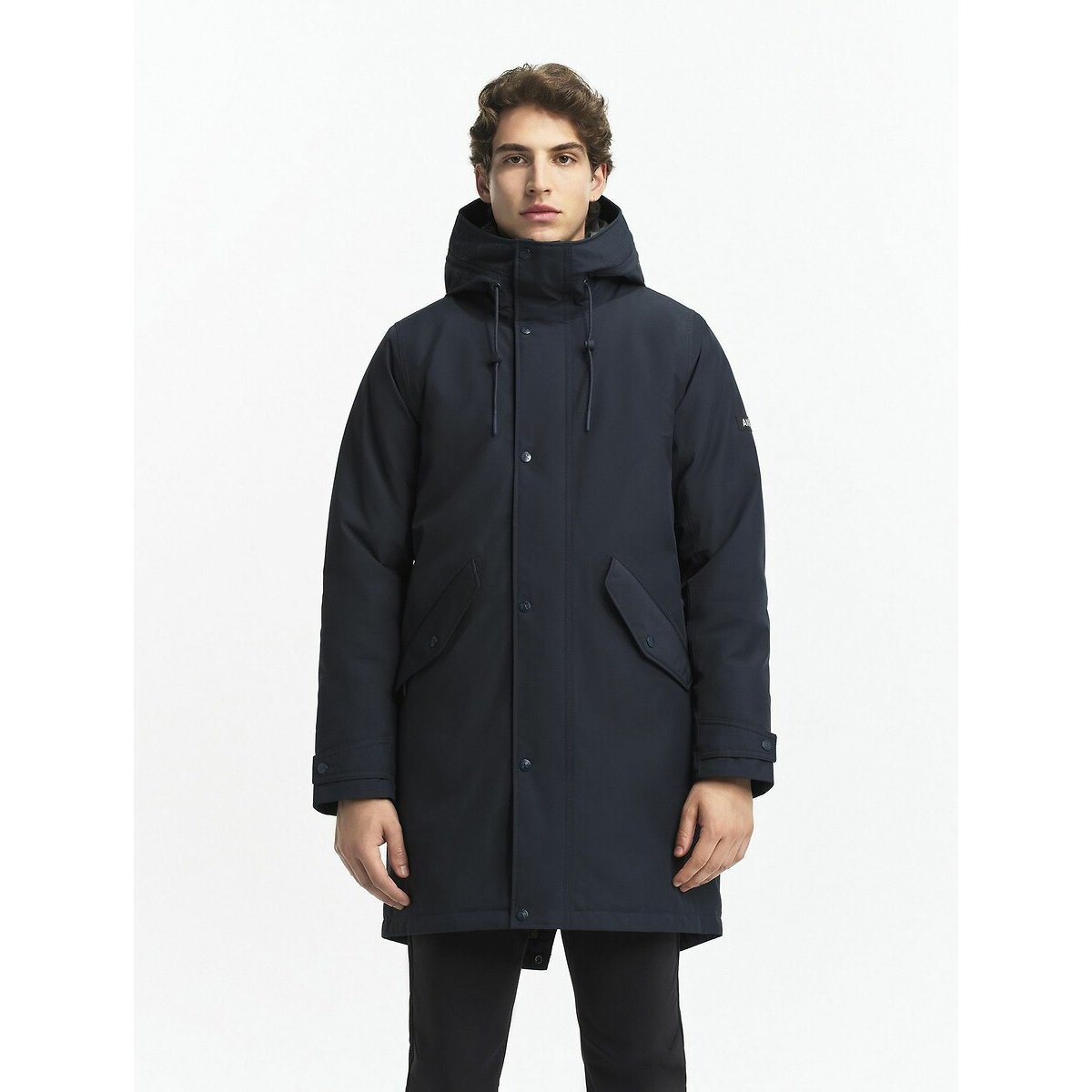 Parka longue doublée sherpa MOCOPI bleu marine, AIGLE