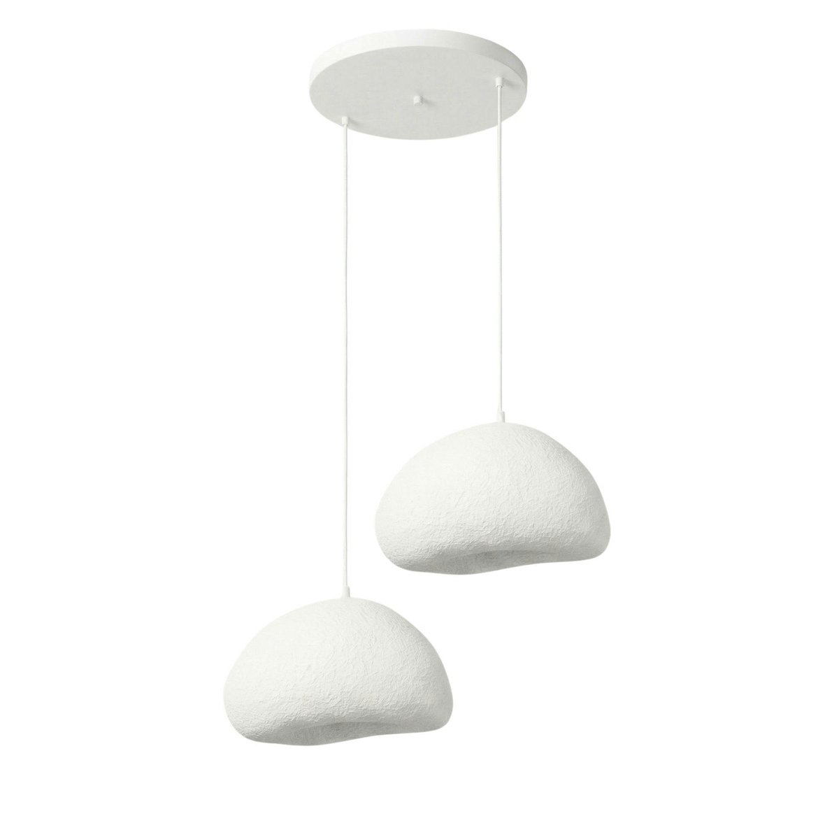 Suspension cuisine blanche design organique 2 abat-jour 74 cm NOXIS blanc, PIER IMPORT