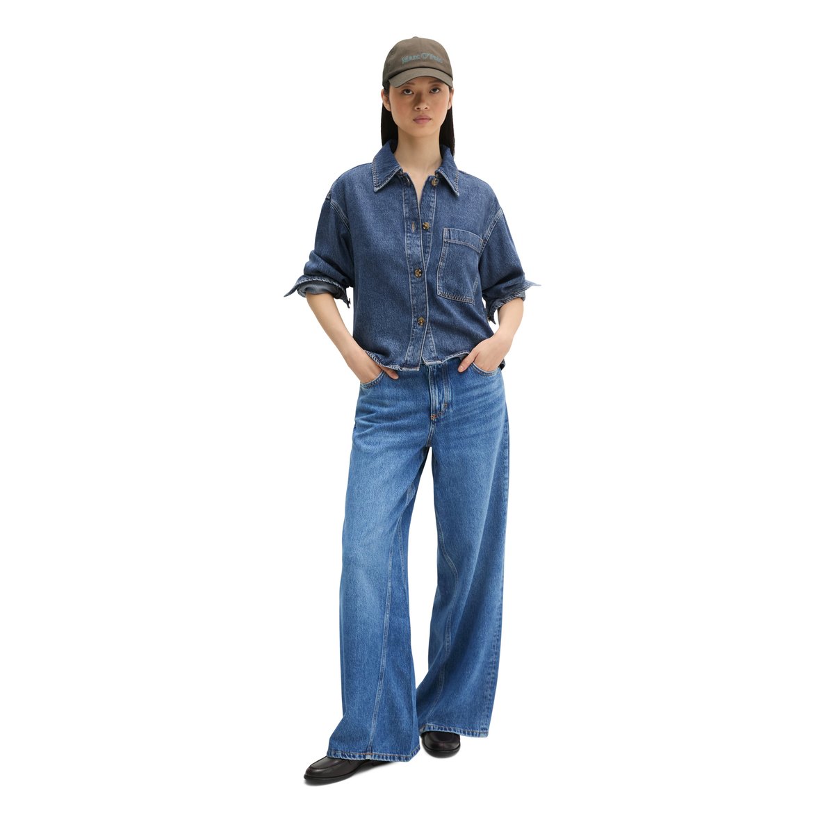 Blouse en jean regular en mélange Lyocell-Organic-Cotton bleu, MARC O'POLO