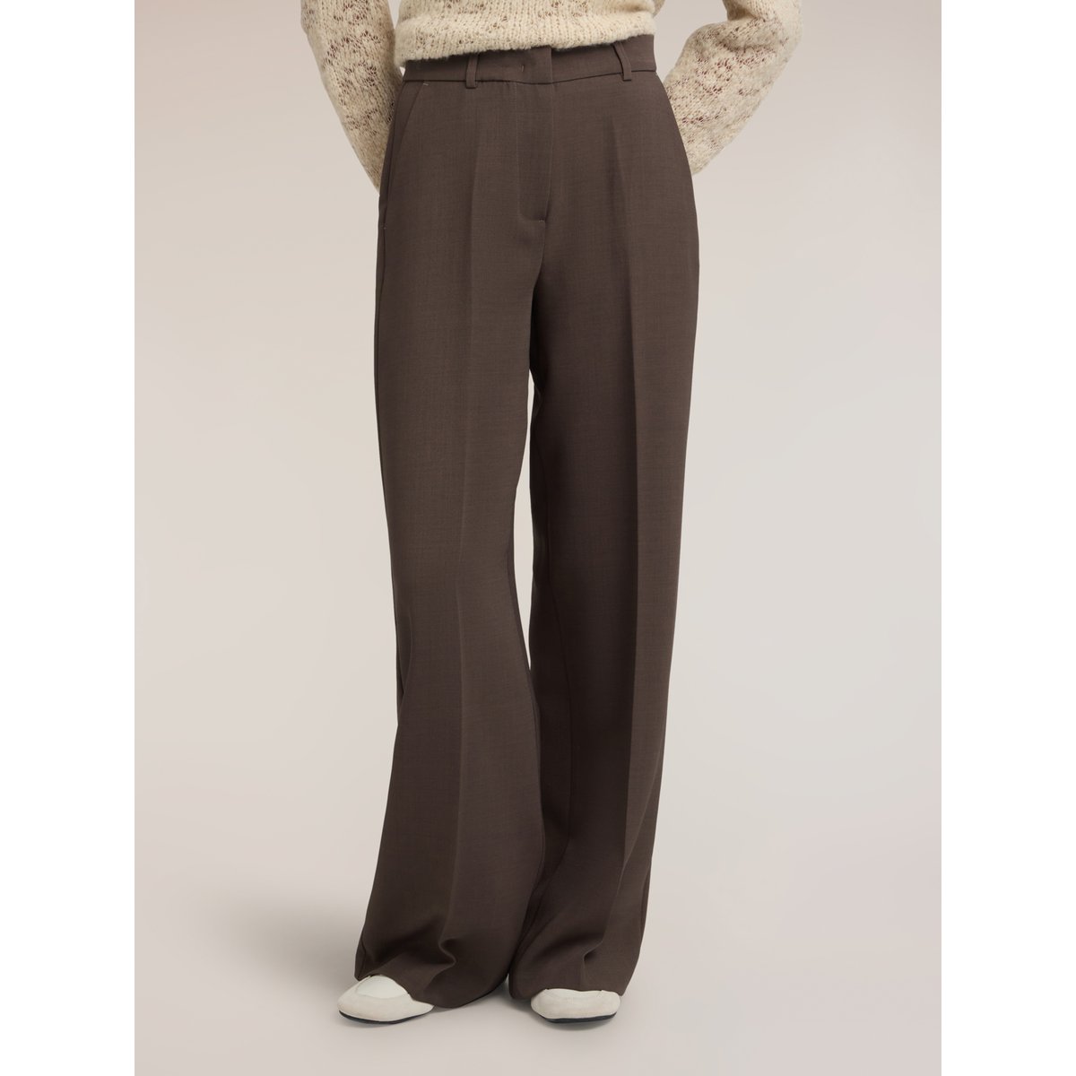 Pantalon palazzo taille haute avec pli gris, MOTIVI