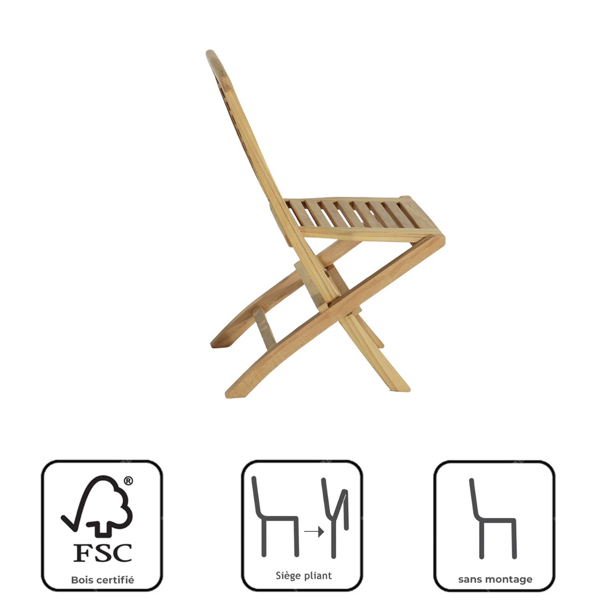 Salon de jardin teck massif Hermel, 6 places naturel, TECK ATTITUDE