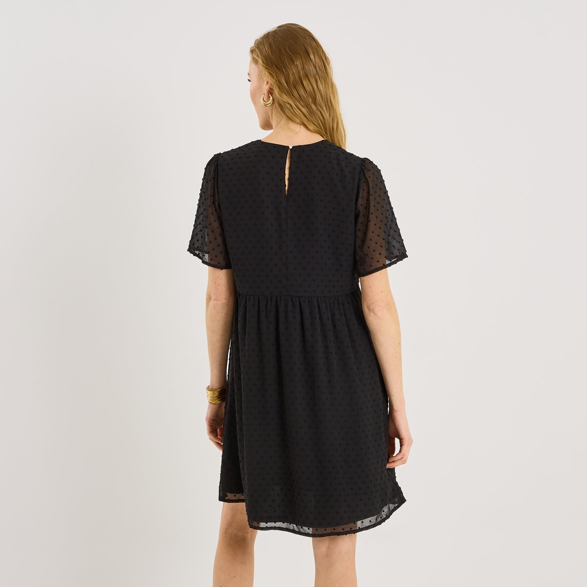 Robe courte en plumetis noir, GRAIN DE MALICE